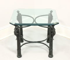 MAITLAND SMITH Patinated Bronze Mermen Square Glass Top Coffee Cocktail Table