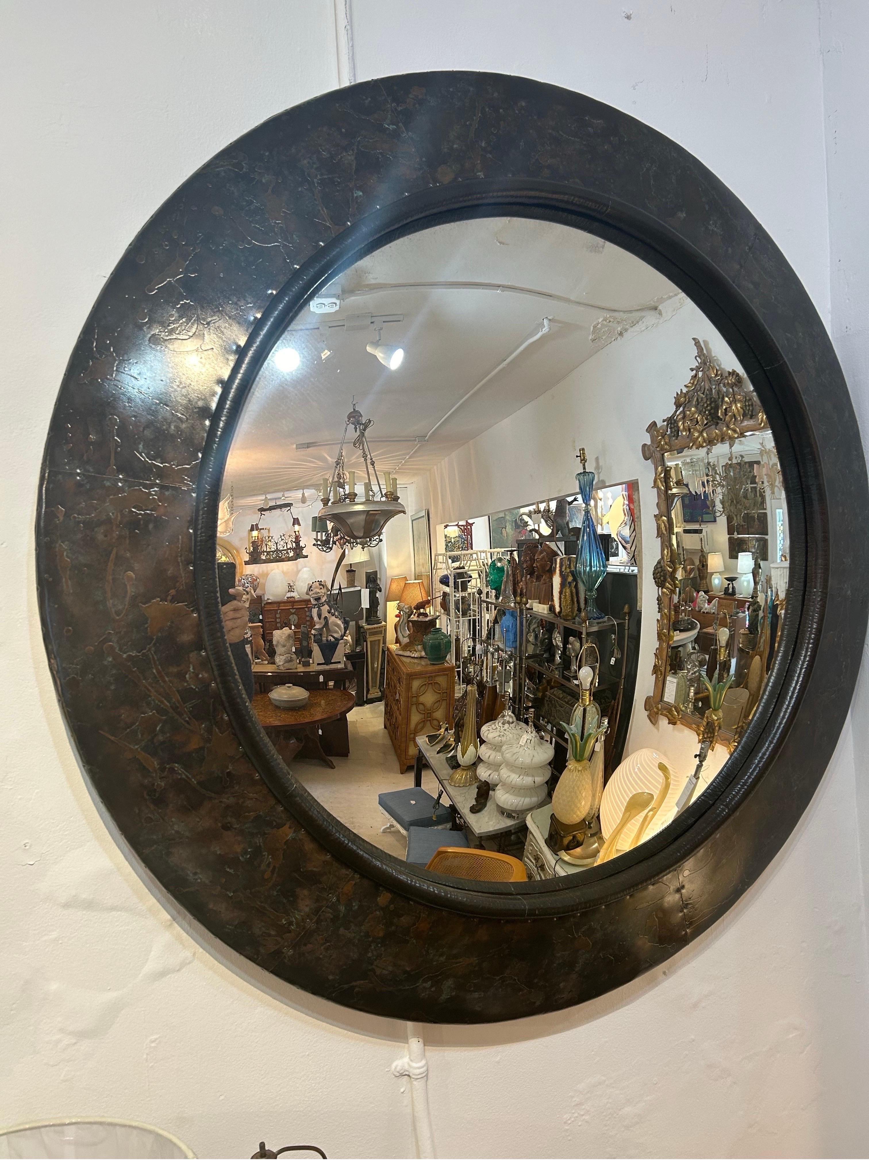 Maitland Smith Paul  Evans style convex mirror  For Sale 2