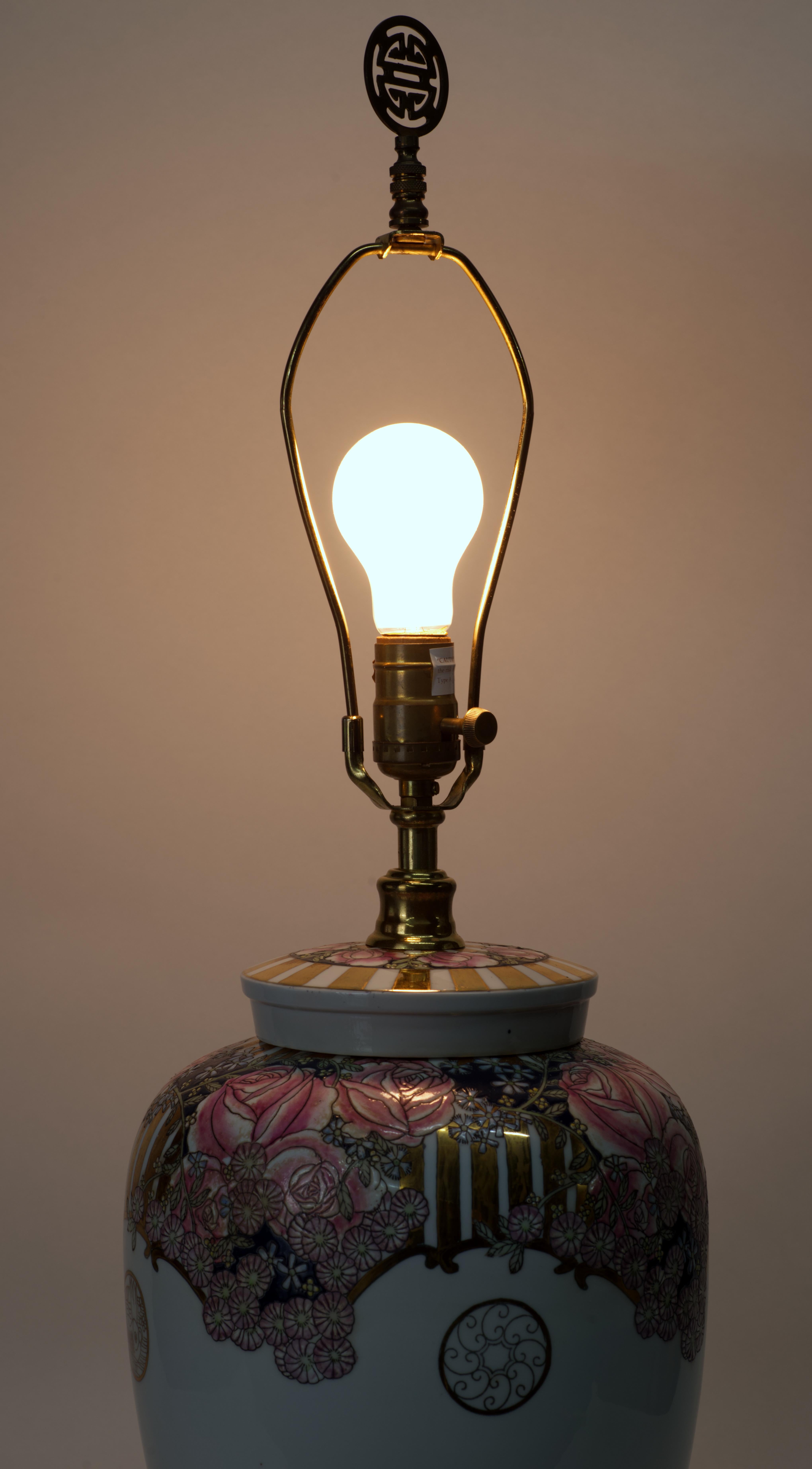 Maitland Smith Porcelain Chinoiserie Ginger Jar Table Lamp For Sale 7