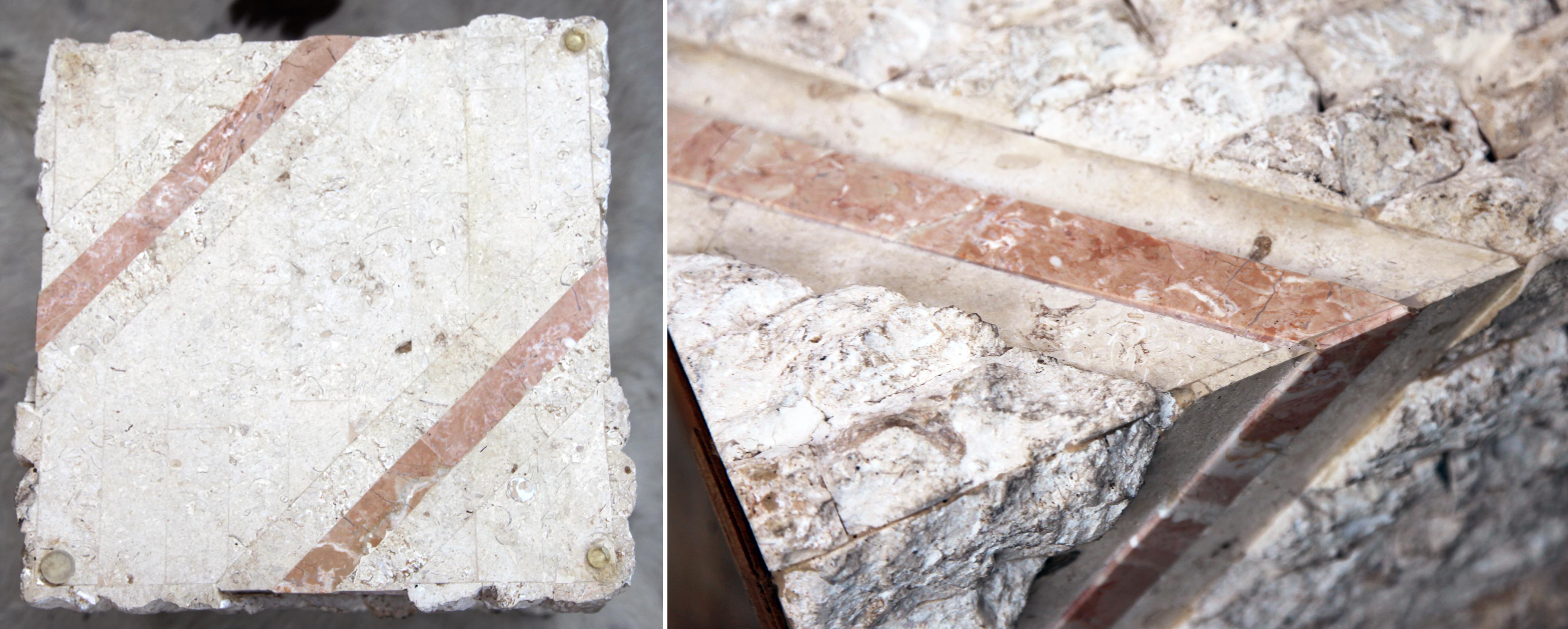 Maitland Smith Postmodern Tessellated Stone Inlaid Travertine and Marble Coffee In Good Condition For Sale In Madison, WI