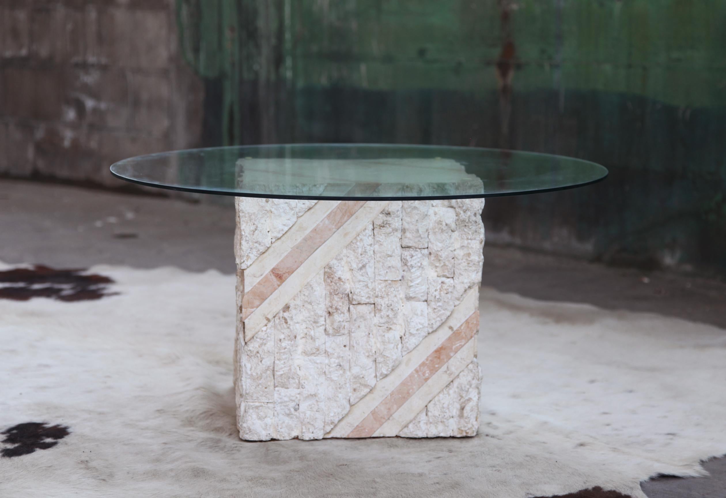 Maitland Smith Postmodern Tessellated Stone Inlaid Travertine and Marble Coffee  For Sale 2