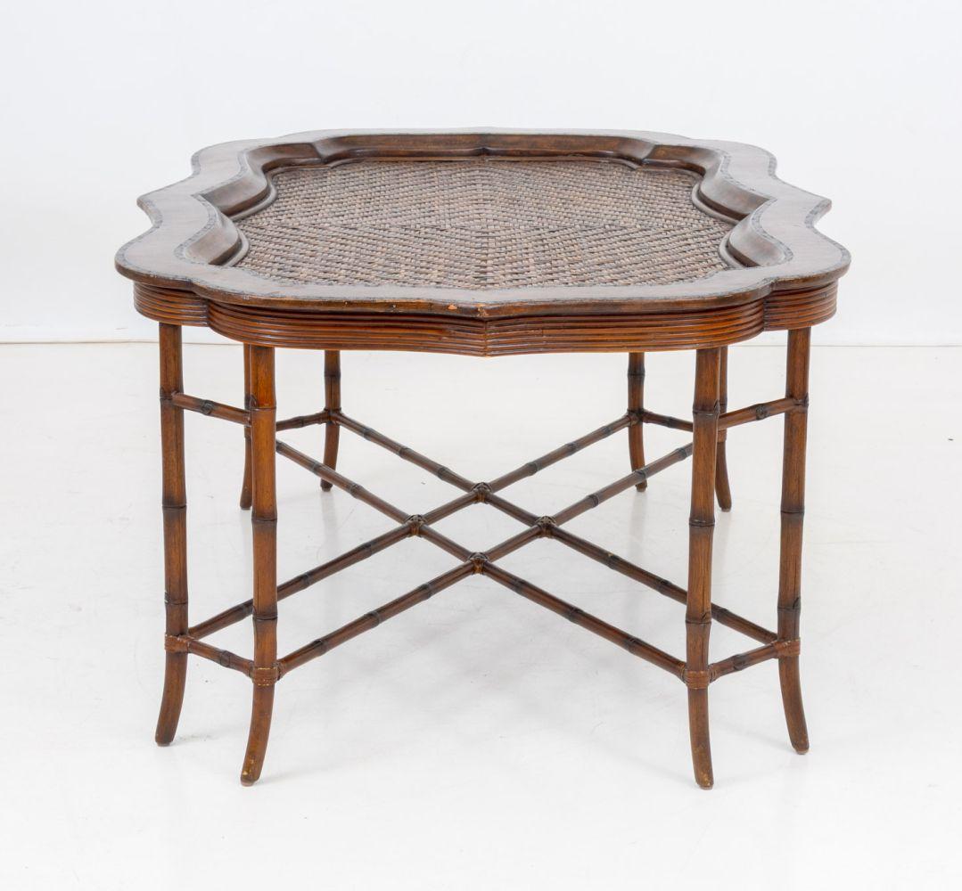 Table basse en rotin et cuir Maitland Smith Bon état - En vente à Astoria, NY