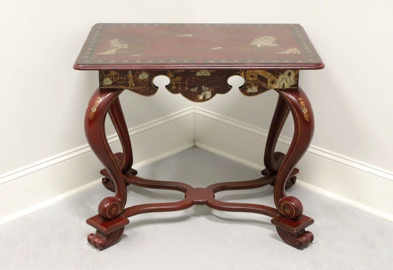 MAITLAND SMITH Red Chinoiserie Accent Table For Sale 3