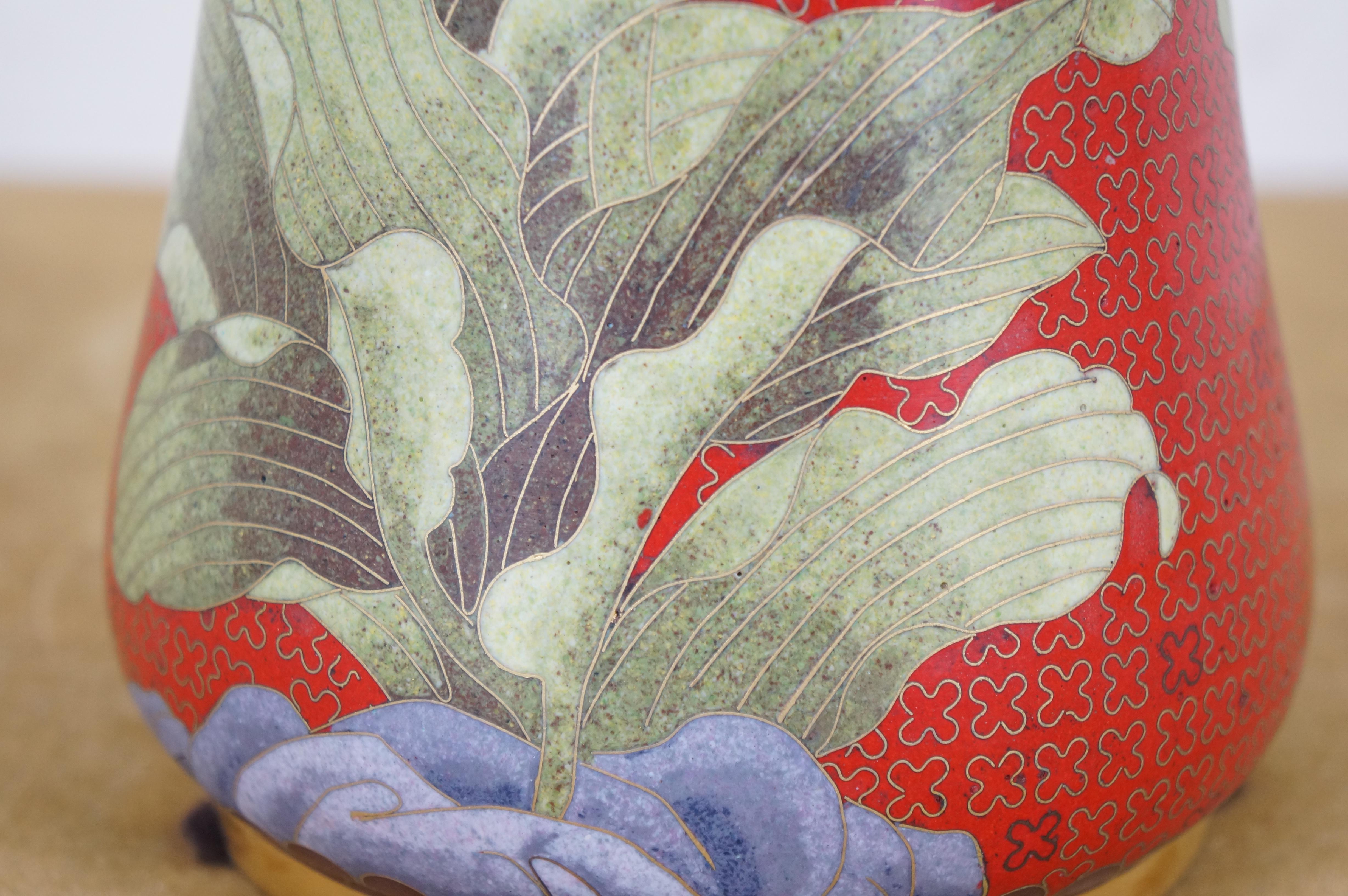Maitland Smith Vaso da camino cinese in cloisonne rosso, 12