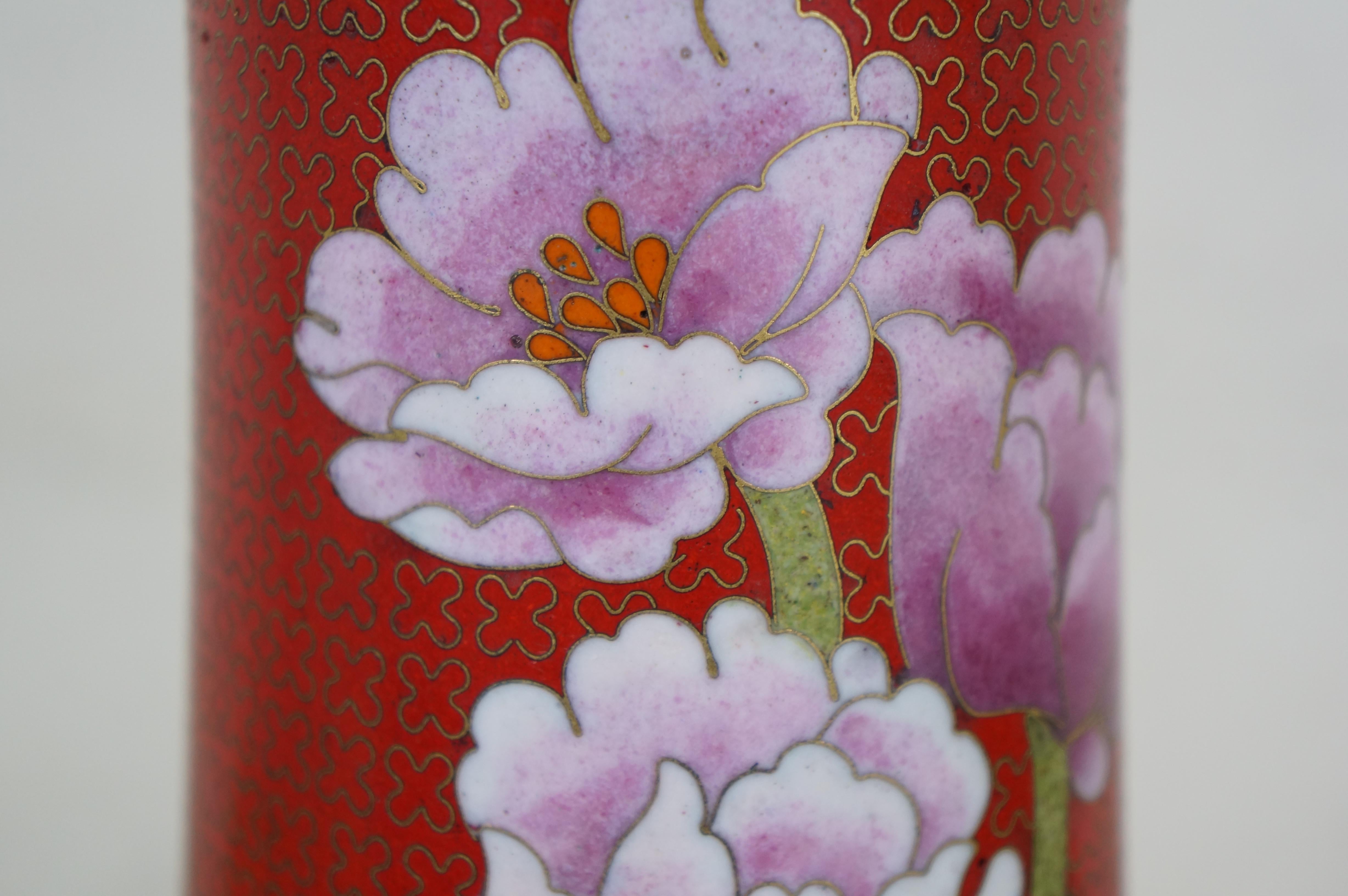Maitland Smith Vaso da camino cinese in cloisonne rosso, 12