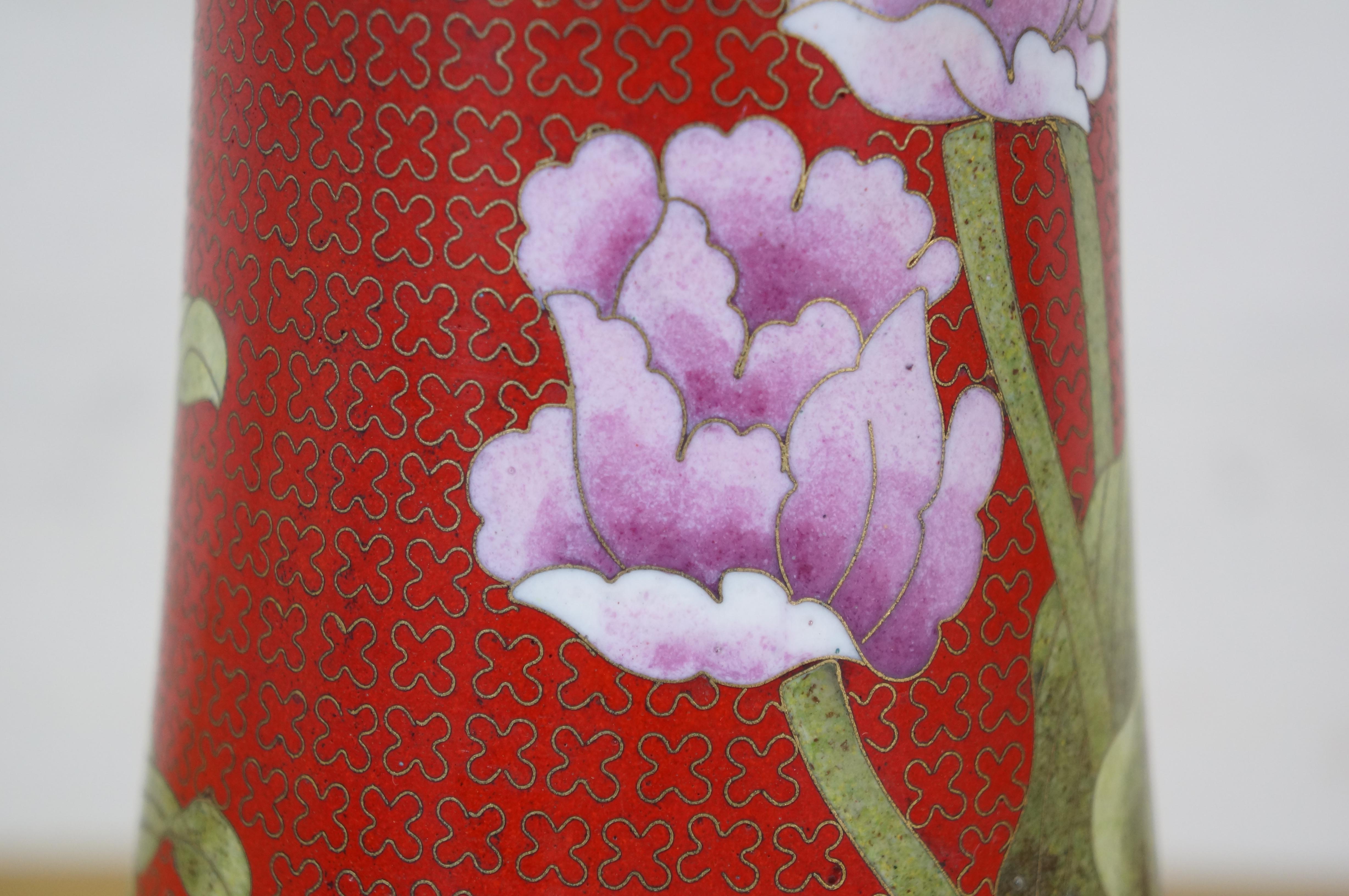 Maitland Smith Vaso da camino cinese in cloisonne rosso, 12