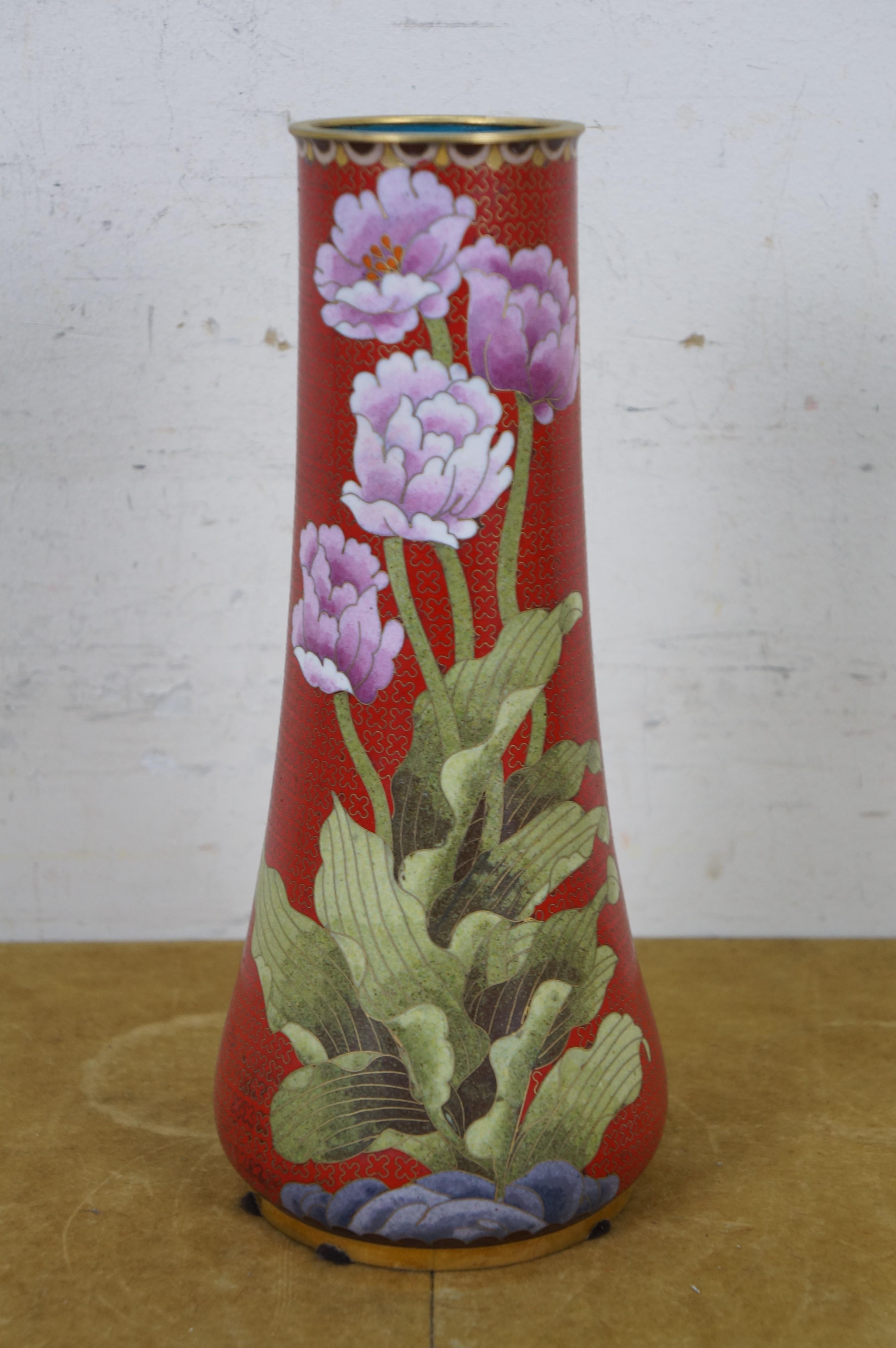 Maitland Smith Vaso da camino cinese in cloisonne rosso, 12