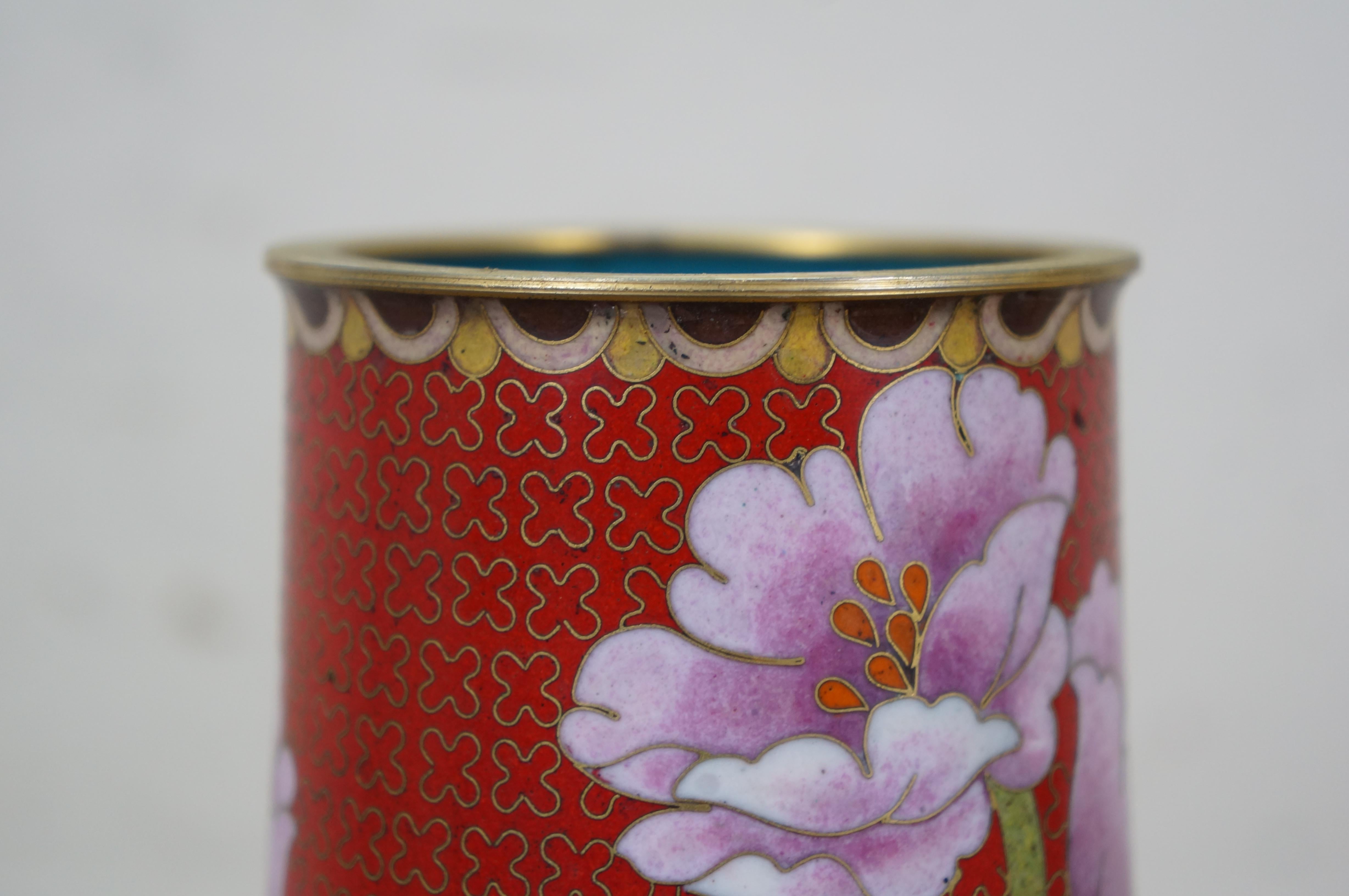 Maitland Smith Vaso da camino cinese in cloisonne rosso, 12