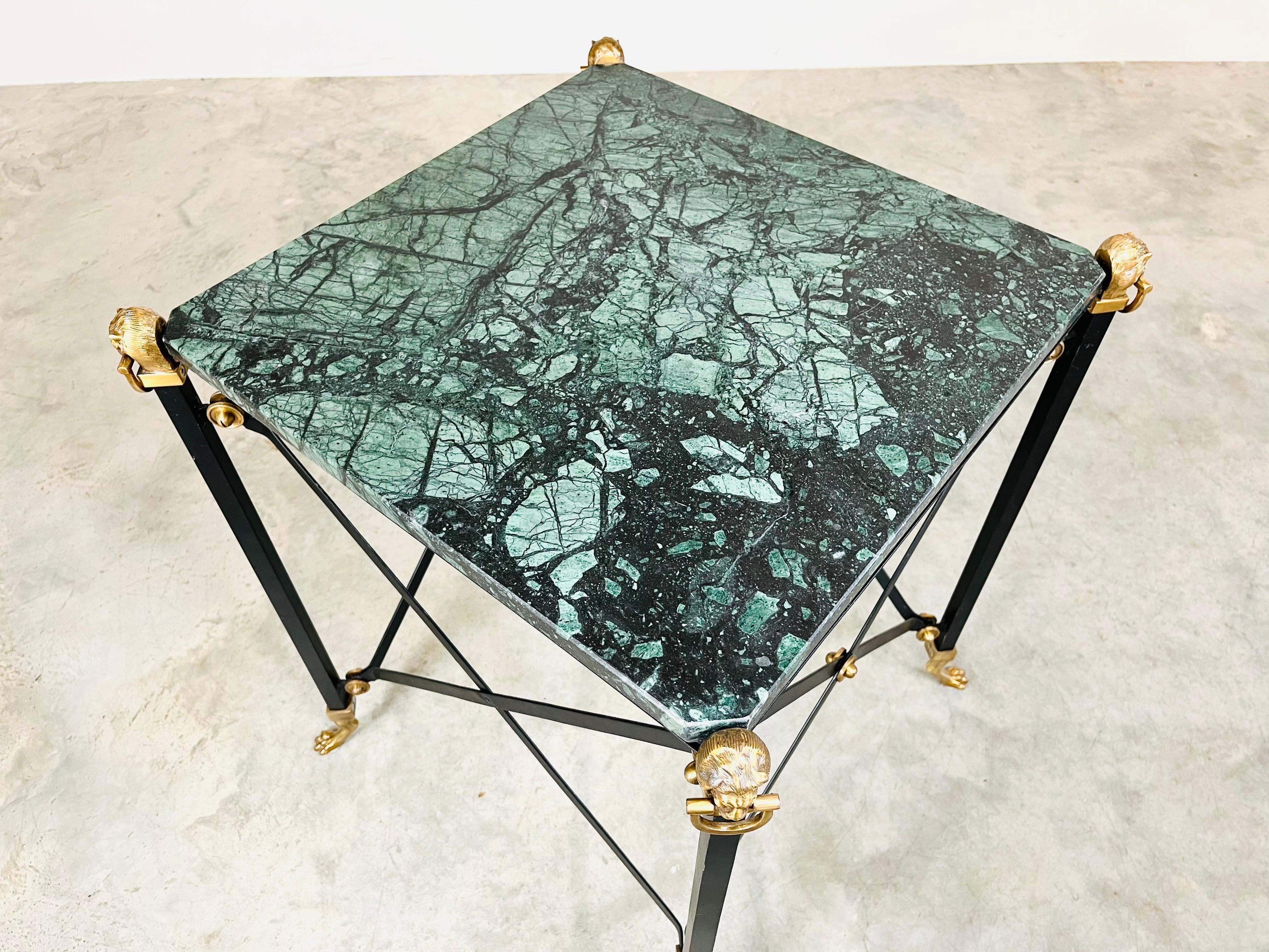 American Maitland Smith Regency Campaign Style Verdigris Marble Occasional Table