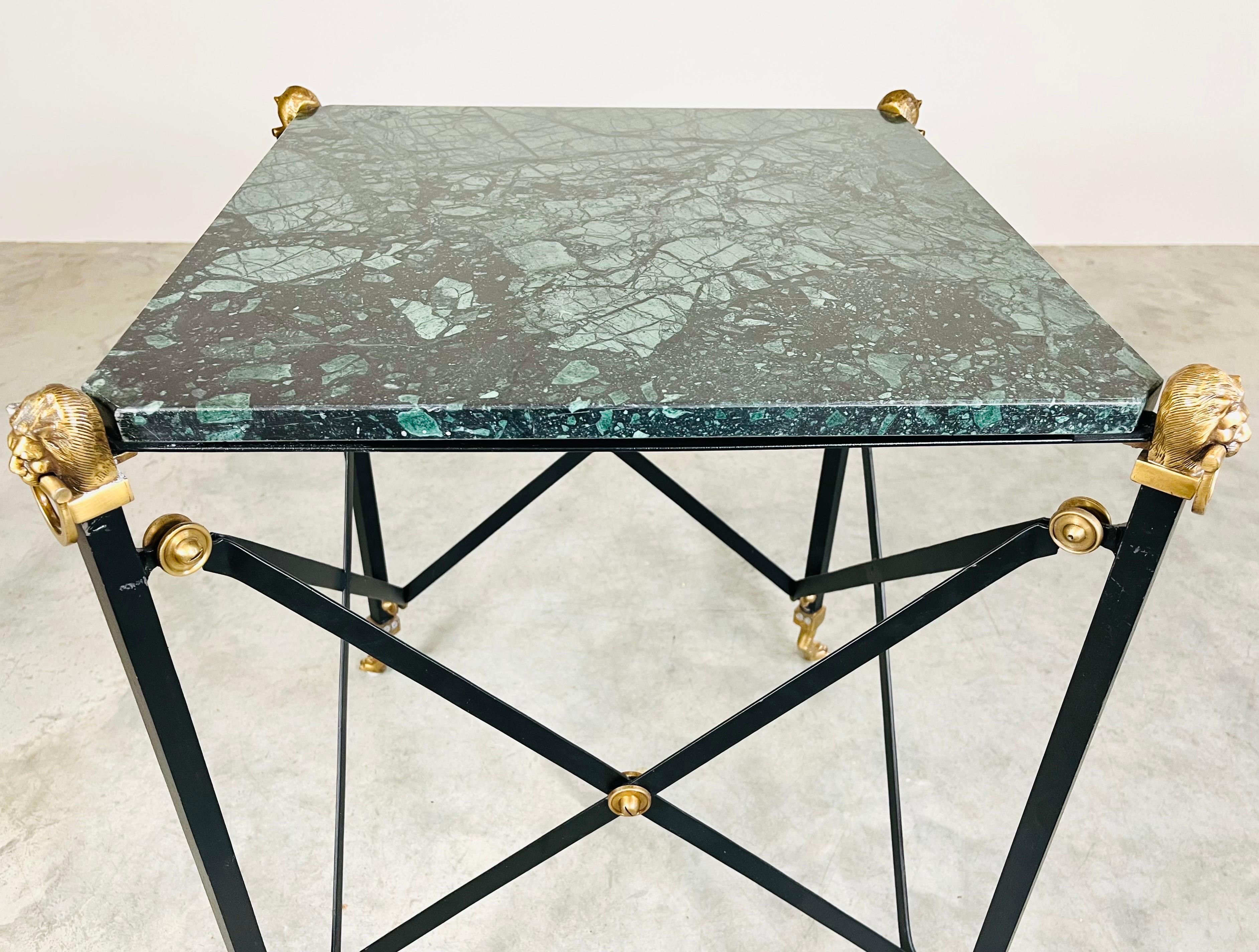 Maitland Smith Regency Campaign Style Verdigris Marble Occasional Table 1