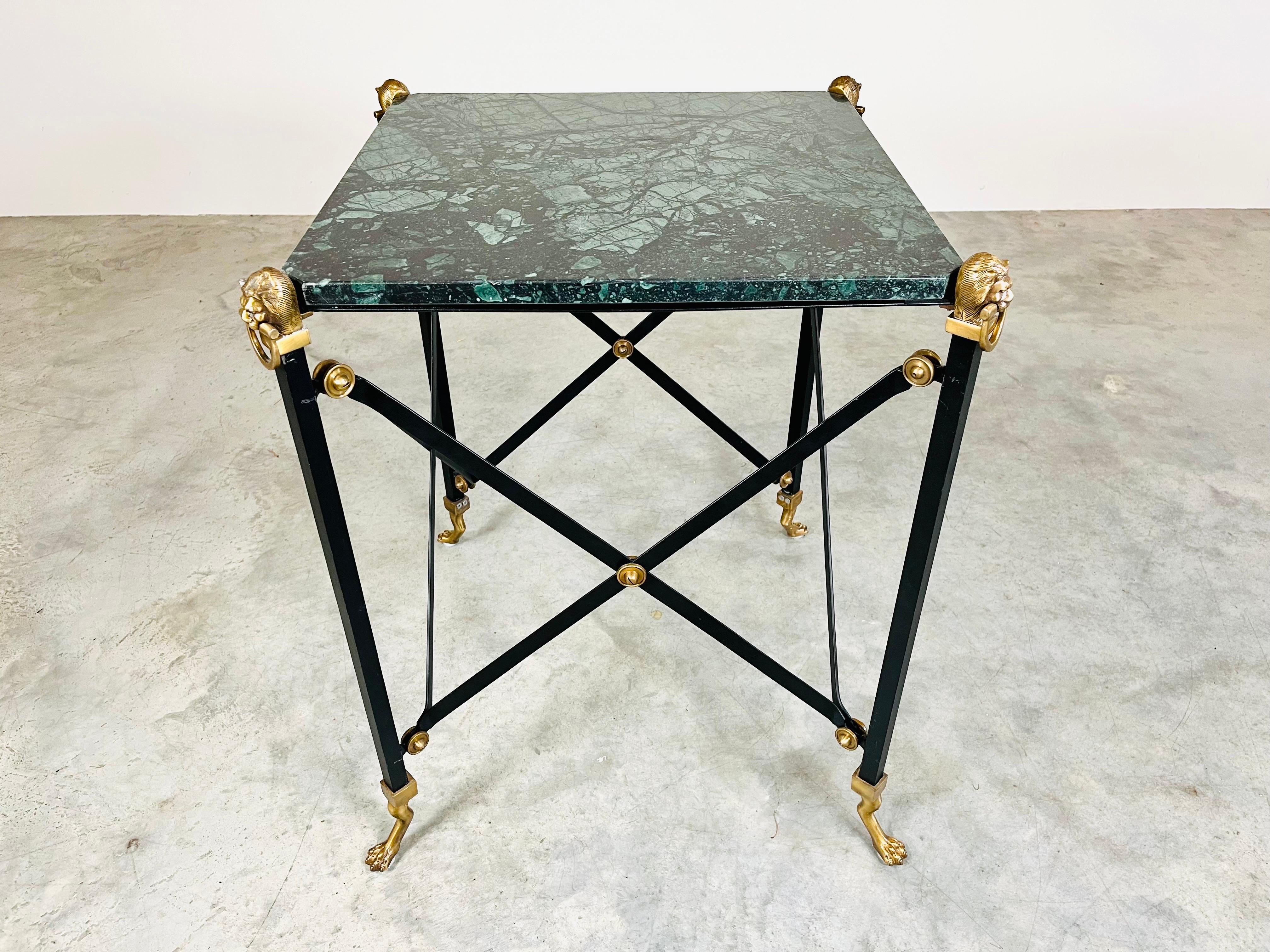 Maitland Smith Regency Campaign Style Verdigris Marble Occasional Table 2