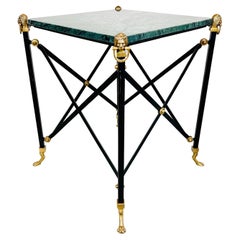 Maitland Smith Regency Campaign Style Verdigris Marble Occasional Table