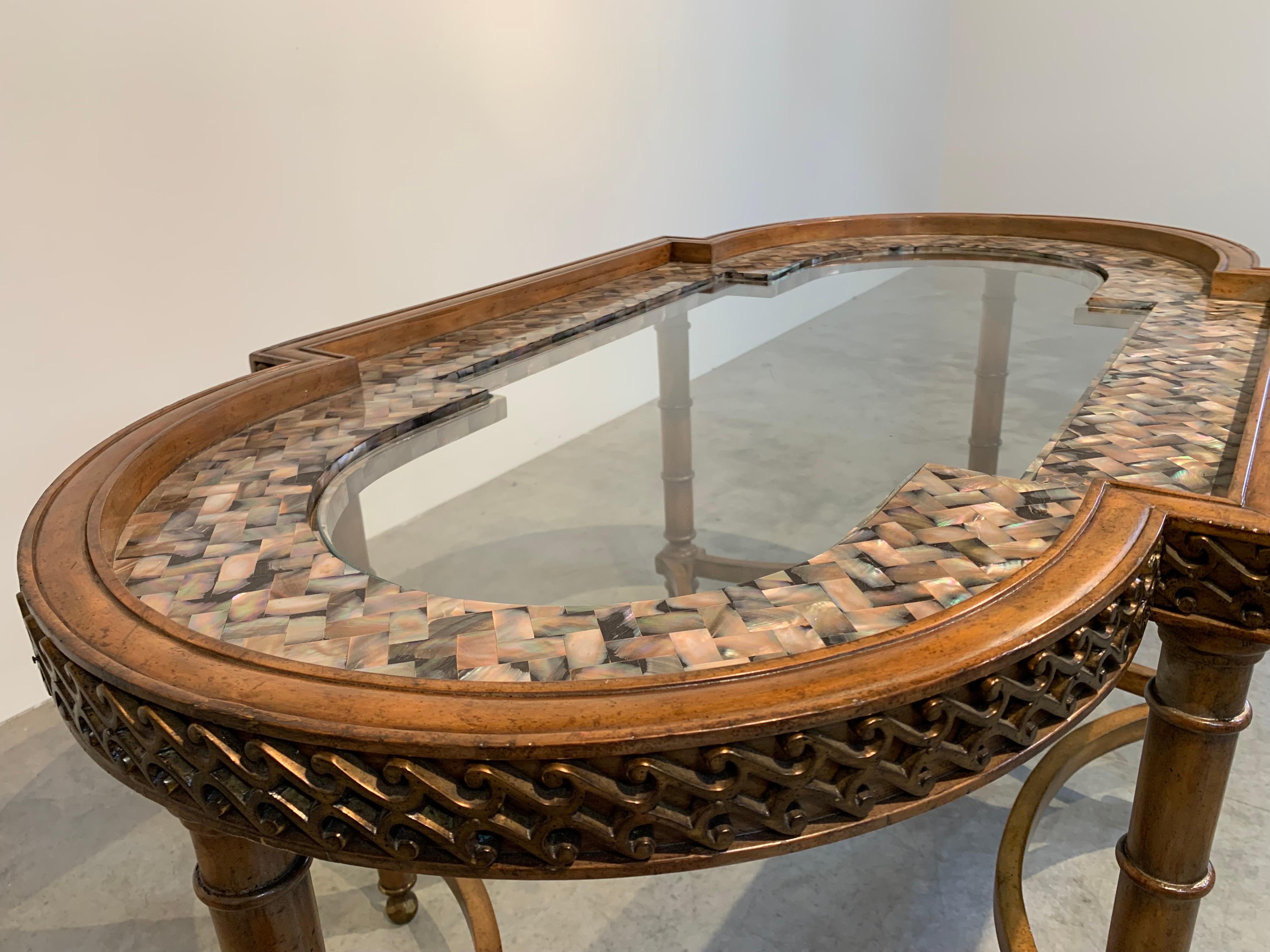 Maitland Smith Regency Coffee or Cocktail Table Having Mother of Pearl Inlay In Excellent Condition In Southampton, NJ