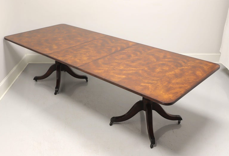 MAITLAND SMITH Regency Flame Mahogany Double Pedestal Dining Table In Good Condition For Sale In Charlotte, NC