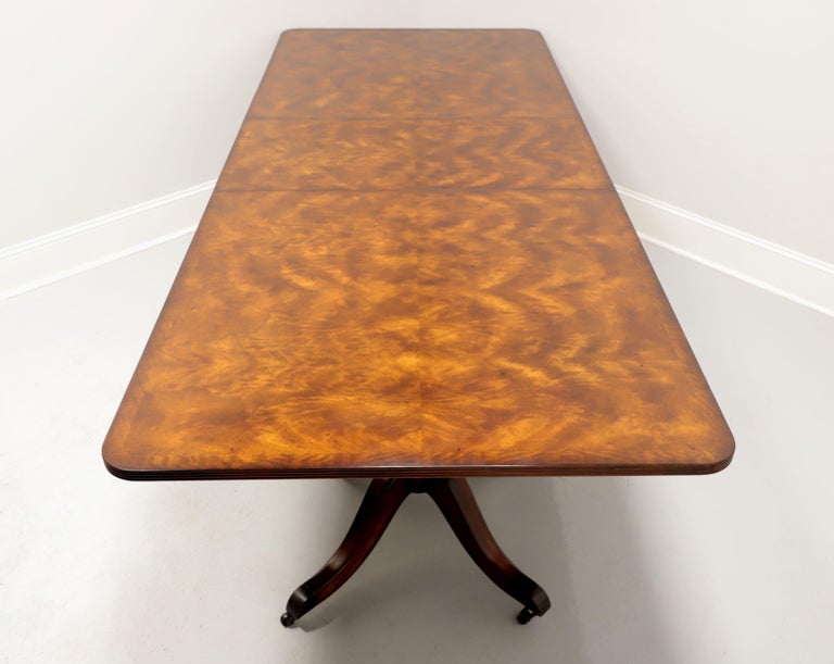 20th Century MAITLAND SMITH Regency Flame Mahogany Double Pedestal Dining Table For Sale
