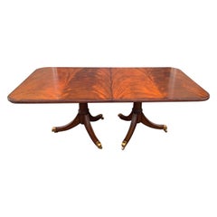 Maitland Smith Regency Flame Mahogany Double Pedestal Dining Table