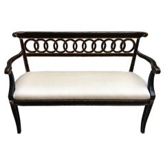 Maitland Smith Regency Lacquered Black and Gold Settee