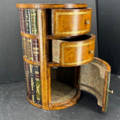 Maitland Smith Regency Leather Book Side Table Cabinet with Drawers