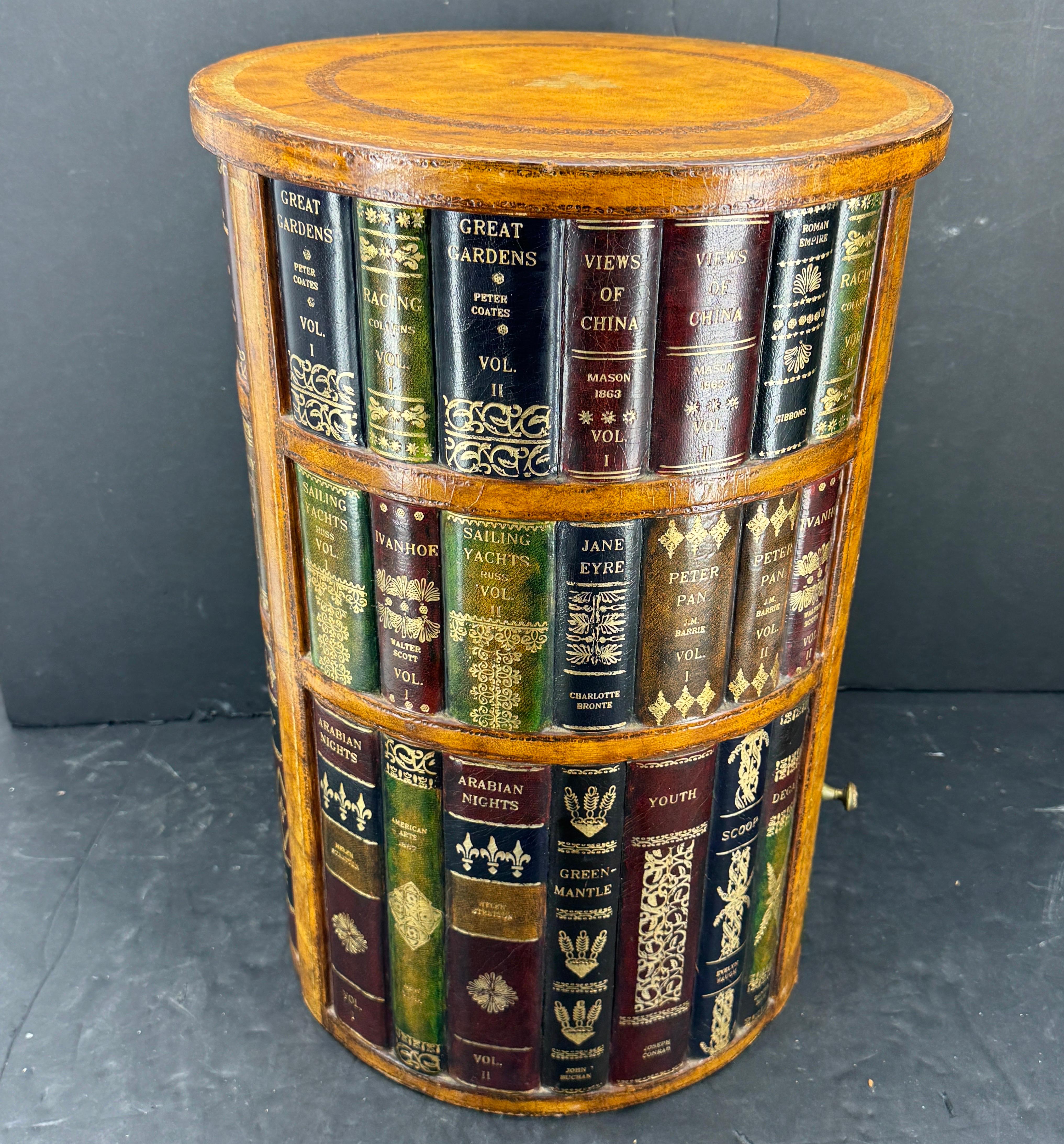Maitland Smith Regency Leather Book Side Table Cabinet with Drawers 2