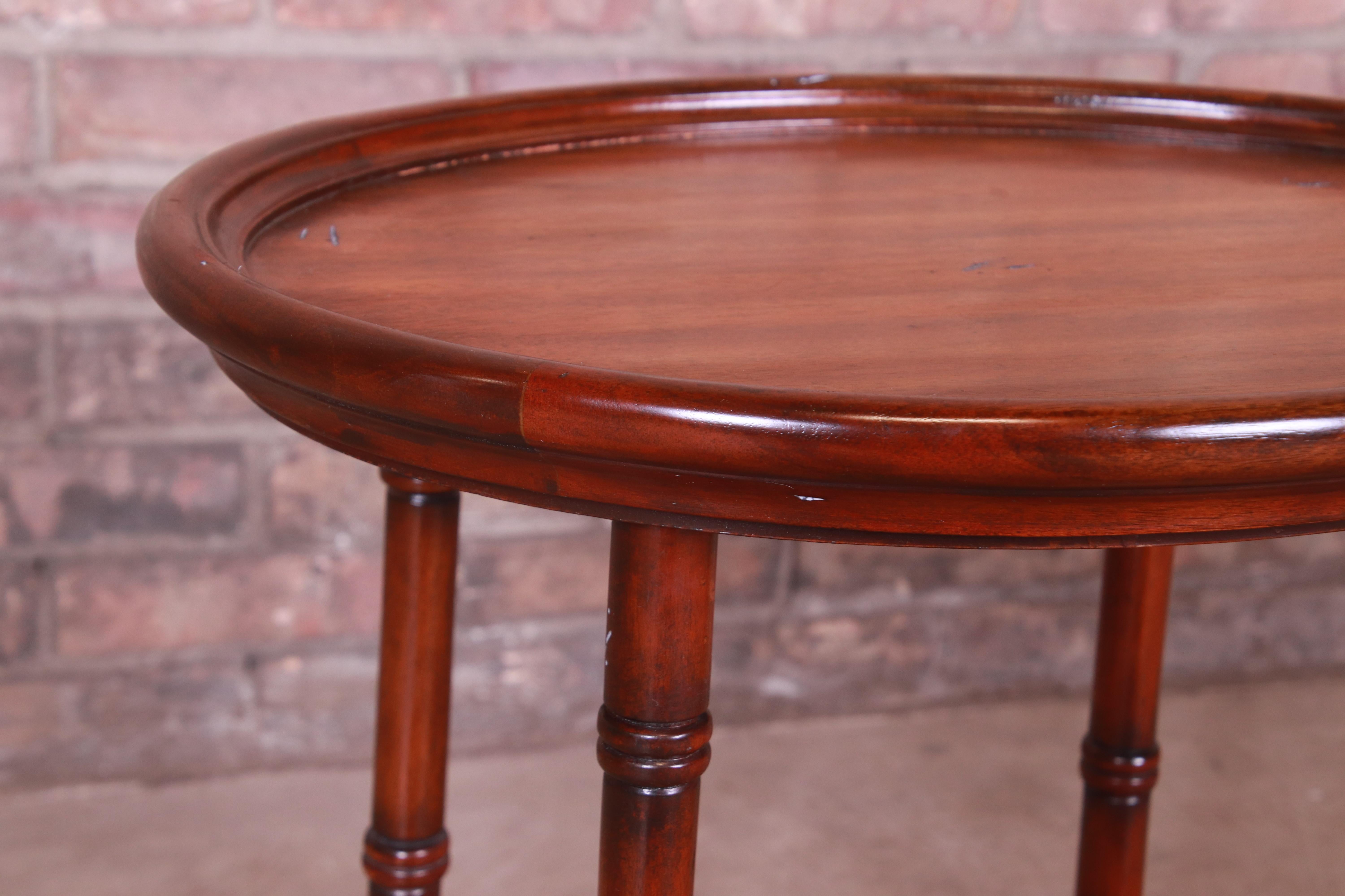 Maitland Smith Regency Mahogany Faux Bamboo Tea Table 6