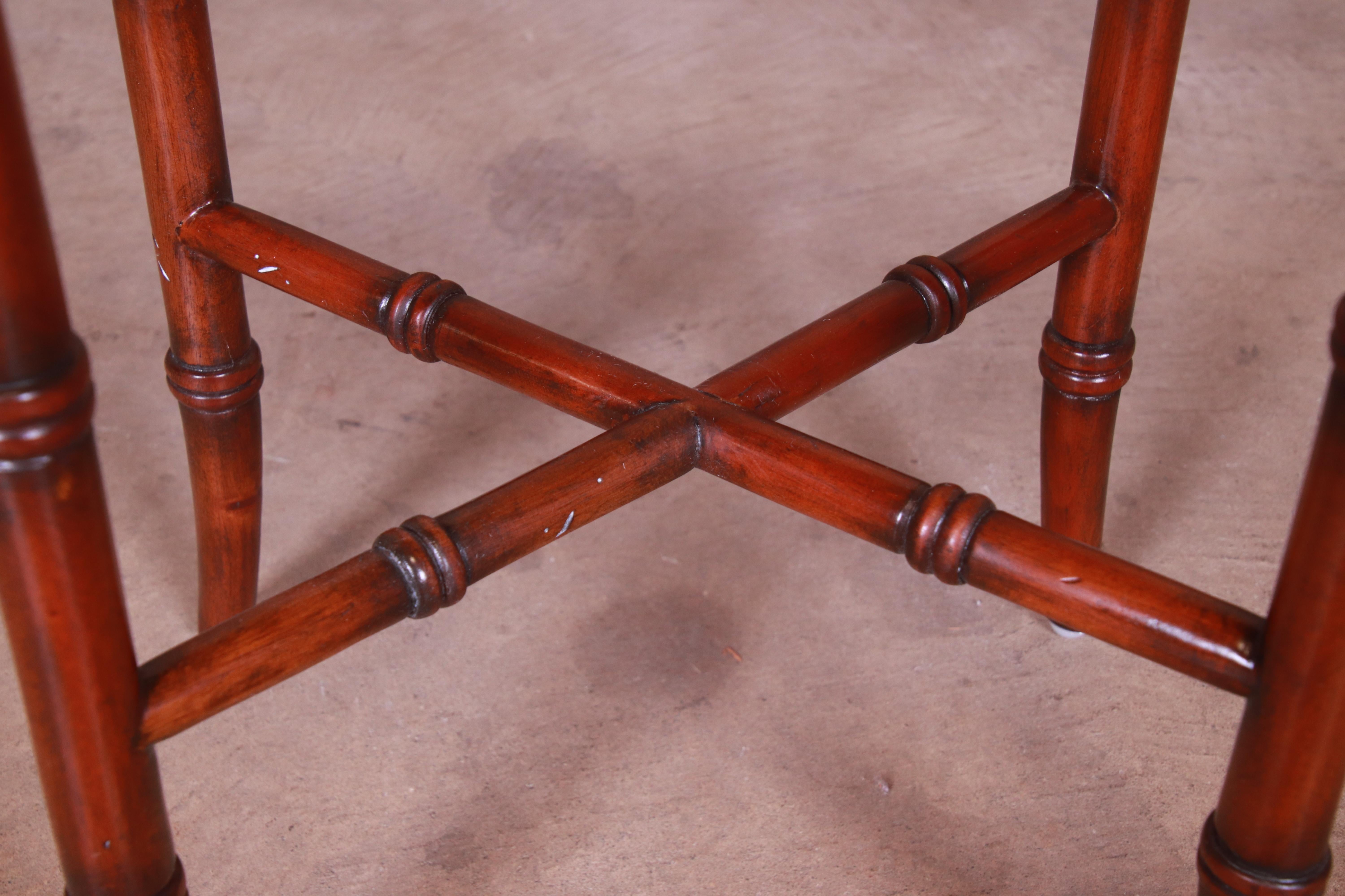 Maitland Smith Regency Mahogany Faux Bamboo Tea Table 7