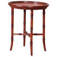 Maitland Smith Regency Mahogany Faux Bamboo Tea Table