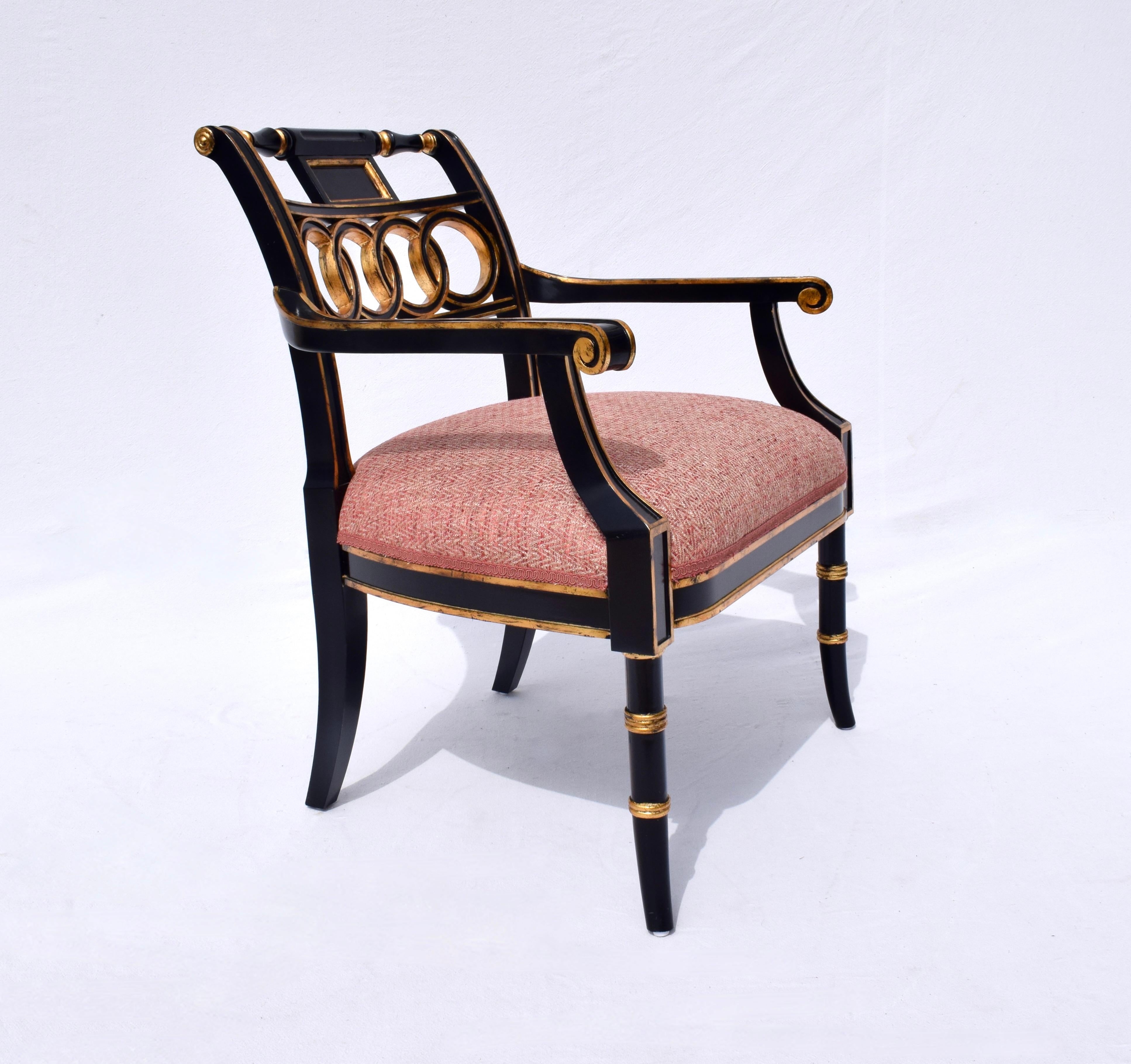 Italian Maitland Smith Regency Open Arm Lounge Chair