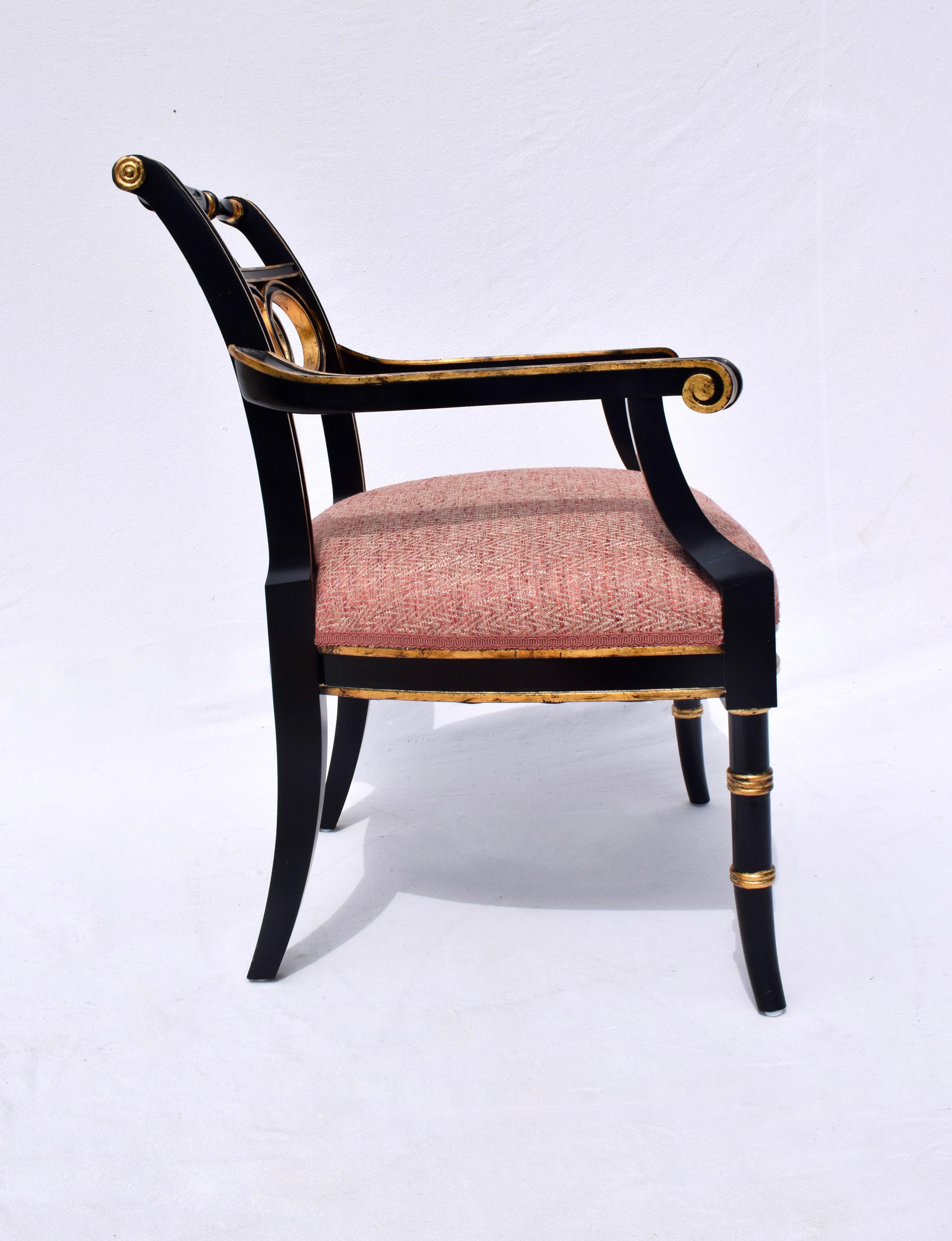 Lacquered Maitland Smith Regency Open Arm Lounge Chair