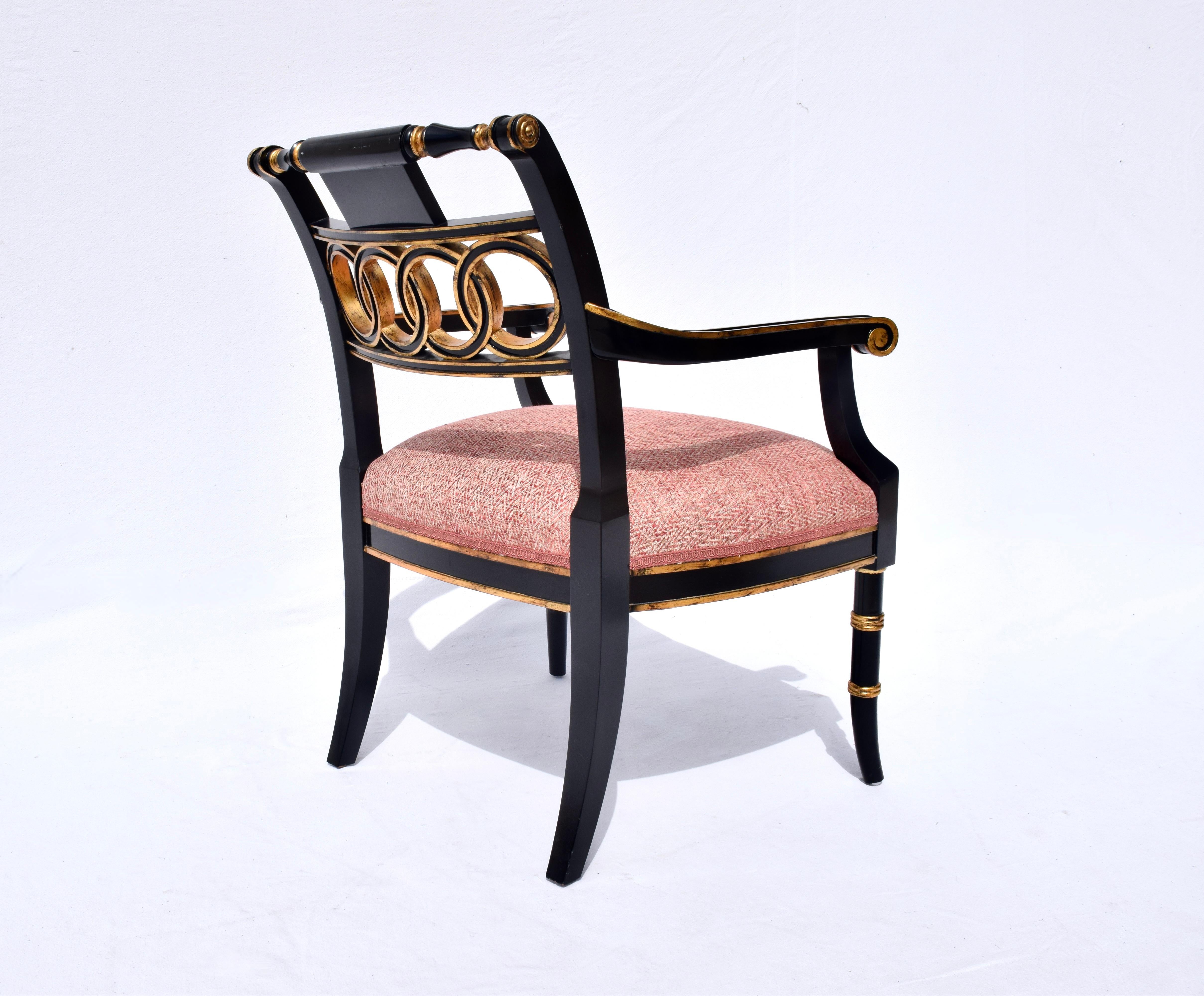 Maitland Smith Regency Open Arm Lounge Chair In Good Condition In Southampton, NJ