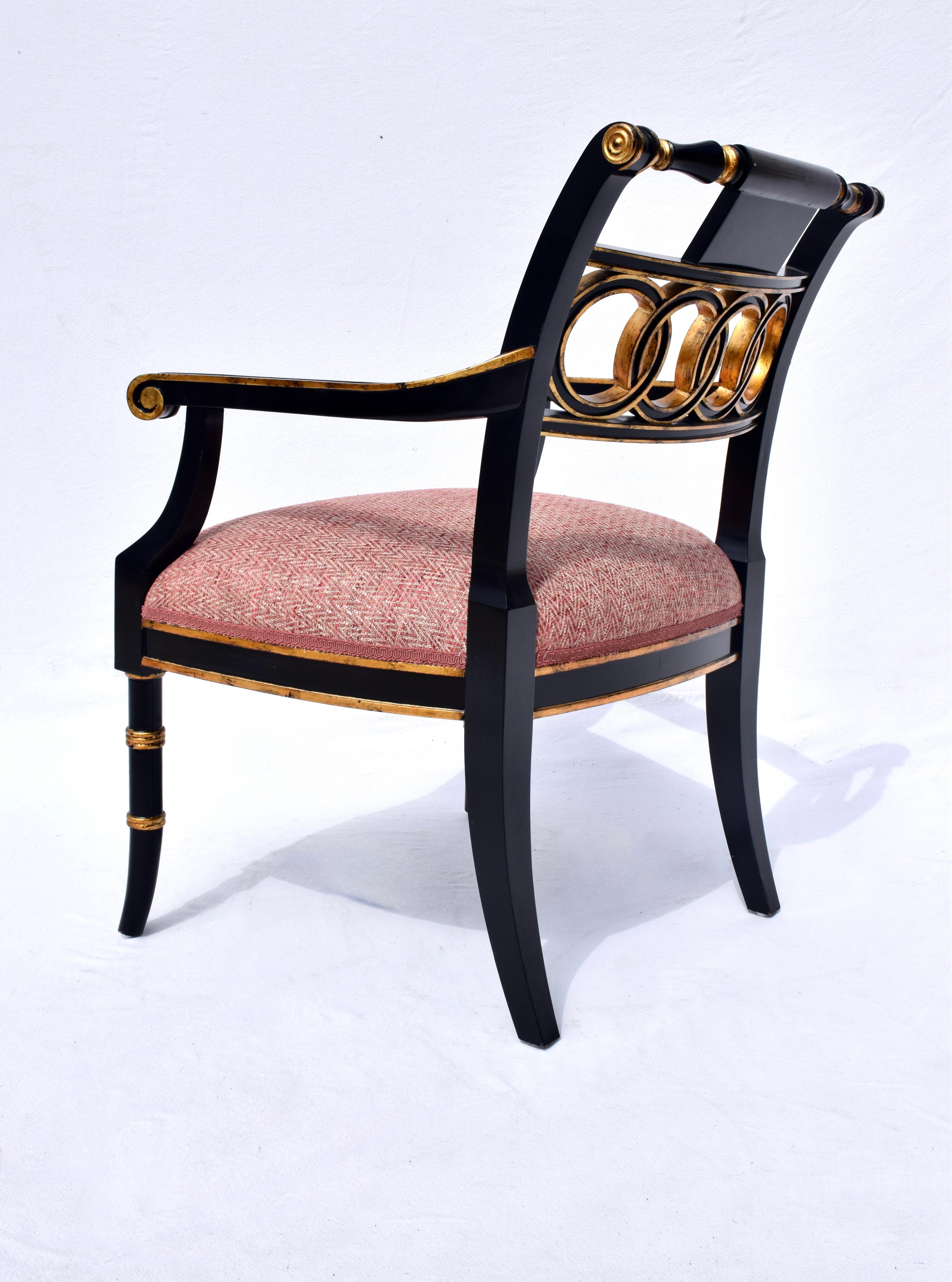 Faux Bamboo Maitland Smith Regency Open Arm Lounge Chair