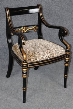 Maitland Smith Regency Style Ebonized and Gilt Armchair