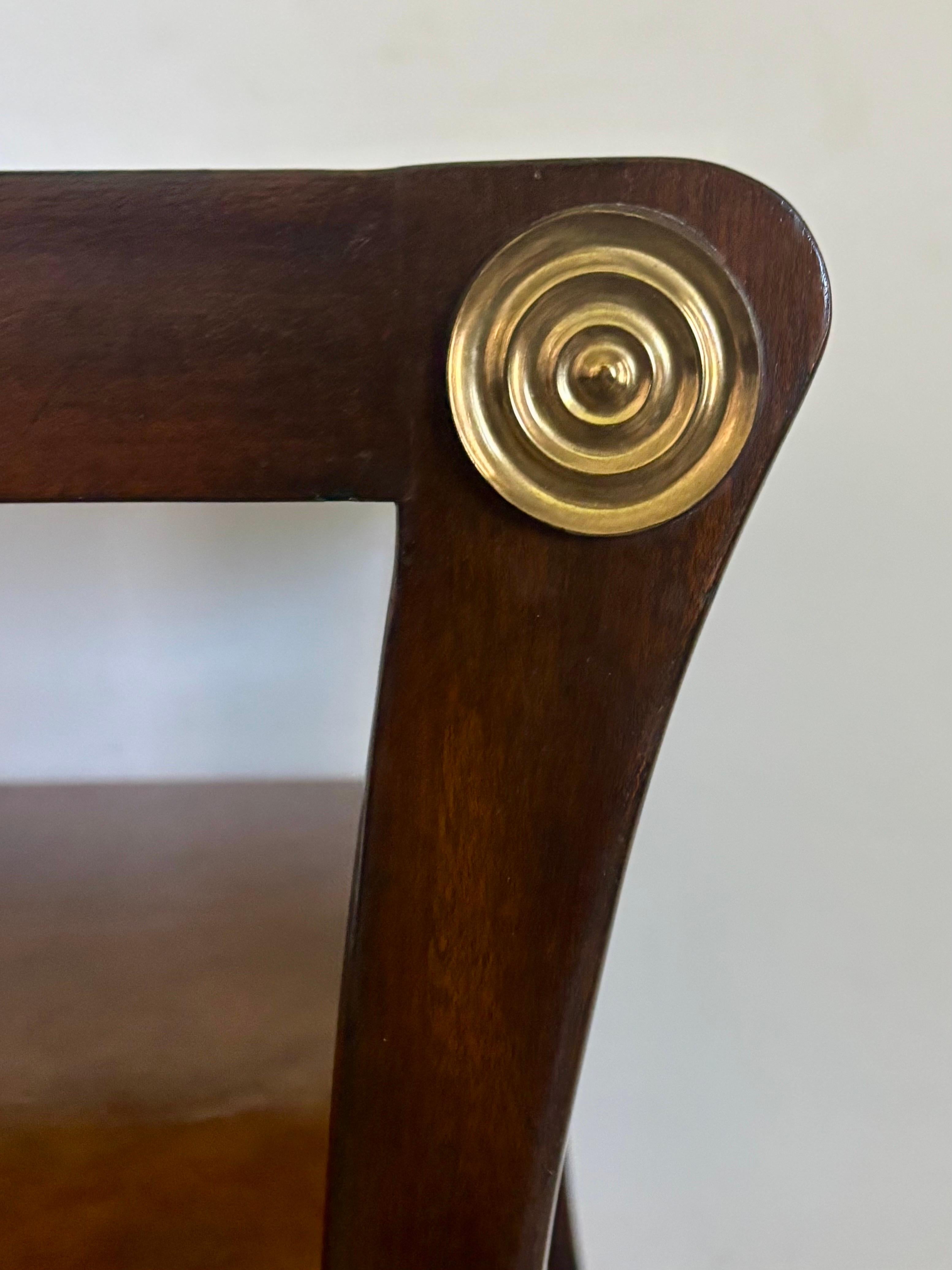 Maitland Smith Regency Style Leather Top Side Table In Good Condition For Sale In Boynton Beach, FL