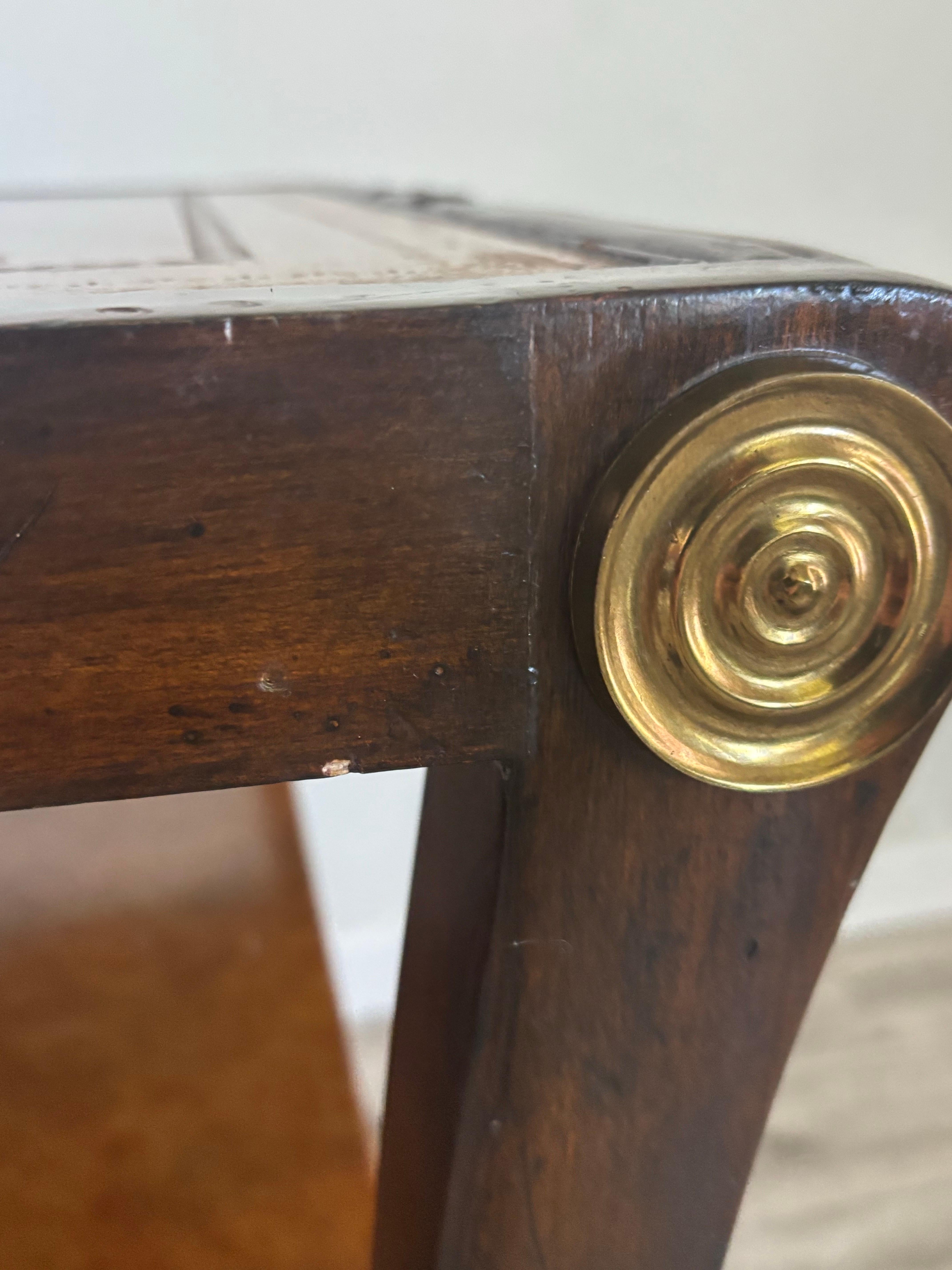 Maitland Smith Regency Style Leather Top Side Table For Sale 1
