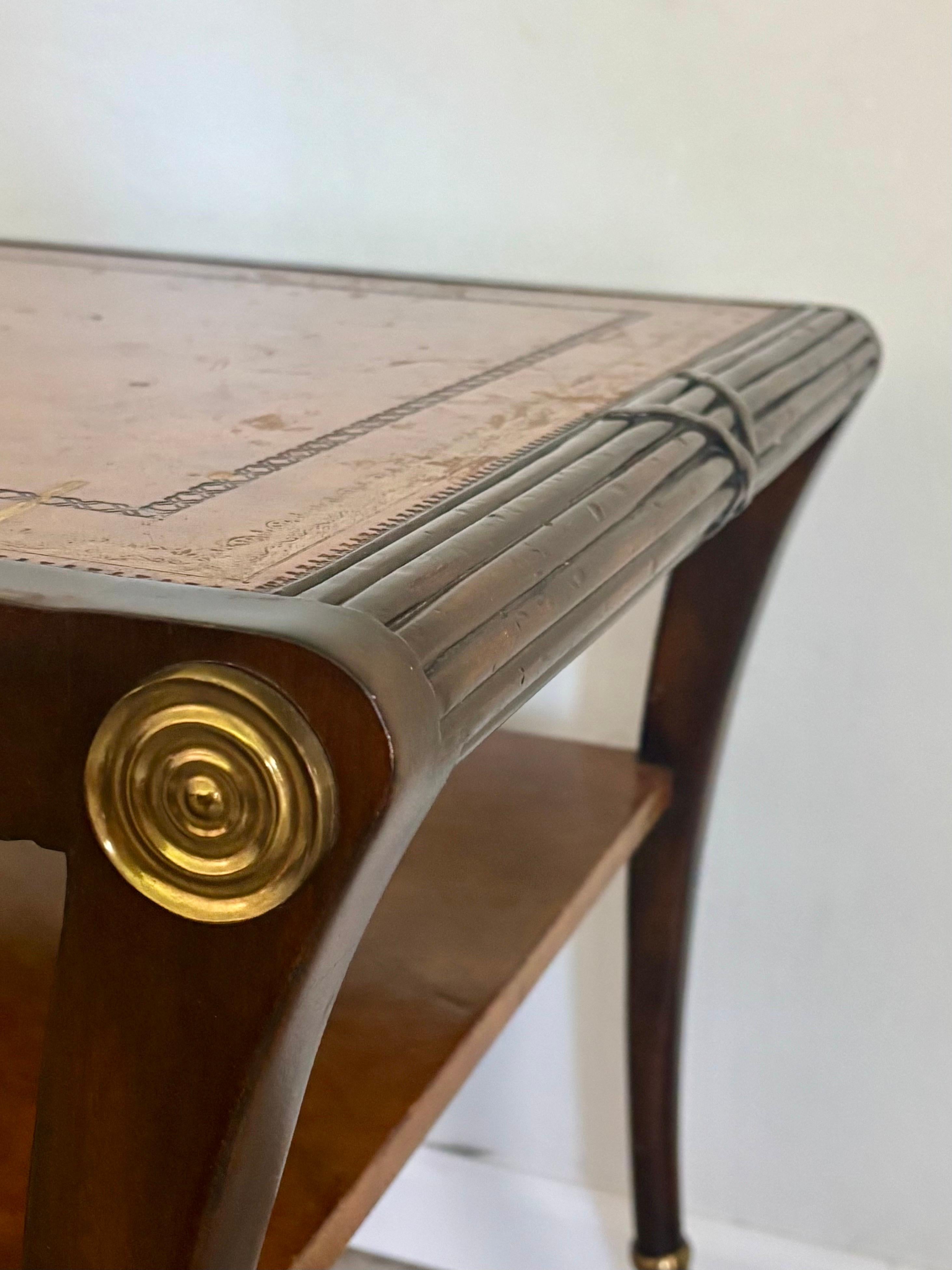 Maitland Smith Regency Style Leather Top Side Table For Sale 3