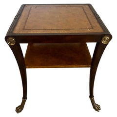 Maitland Smith Regency Style Leather Top Side Table