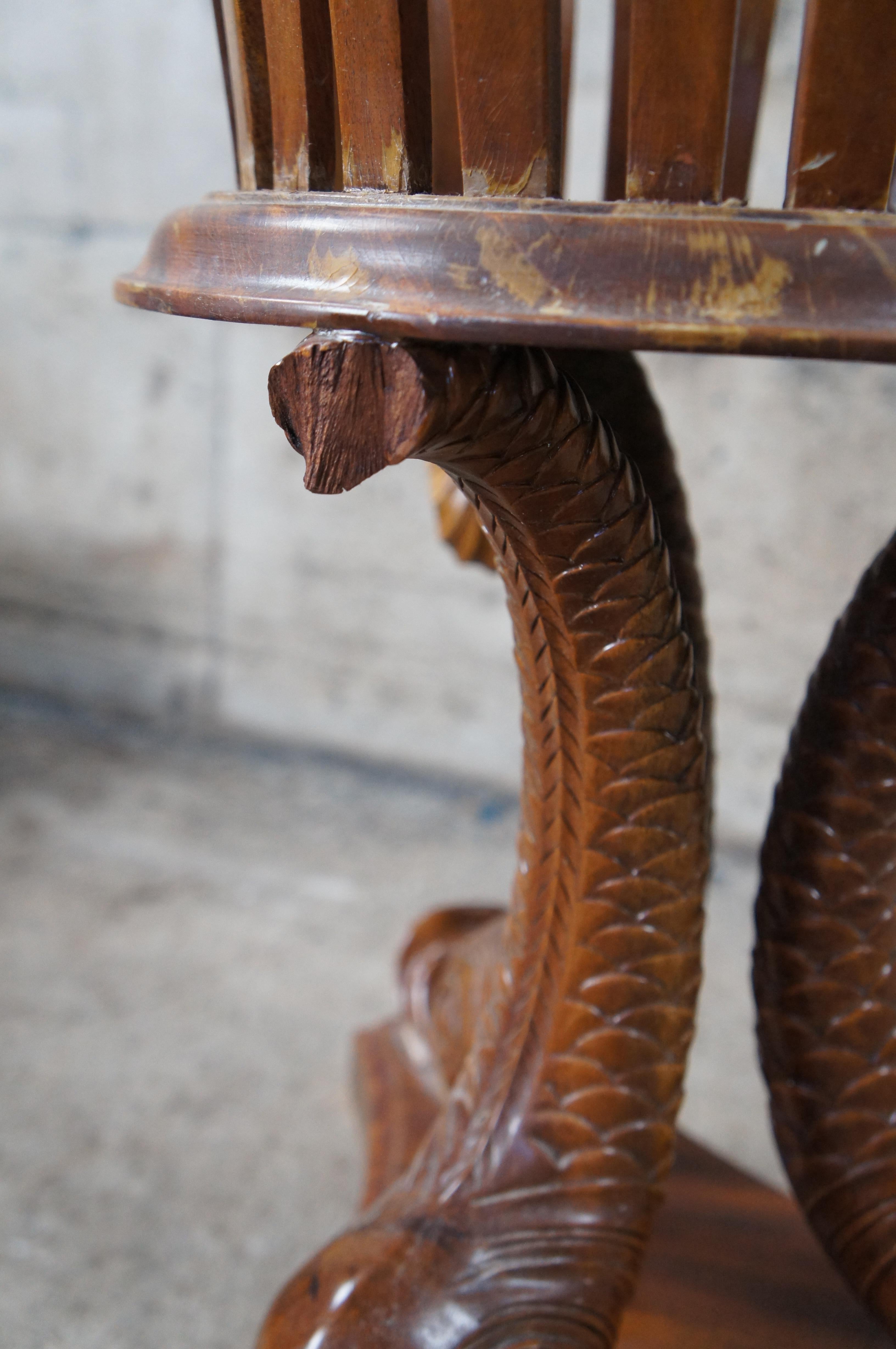 Maitland Smith Regency Style Mahogany Carved Dolphin Jardinière Plant Stand For Sale 5