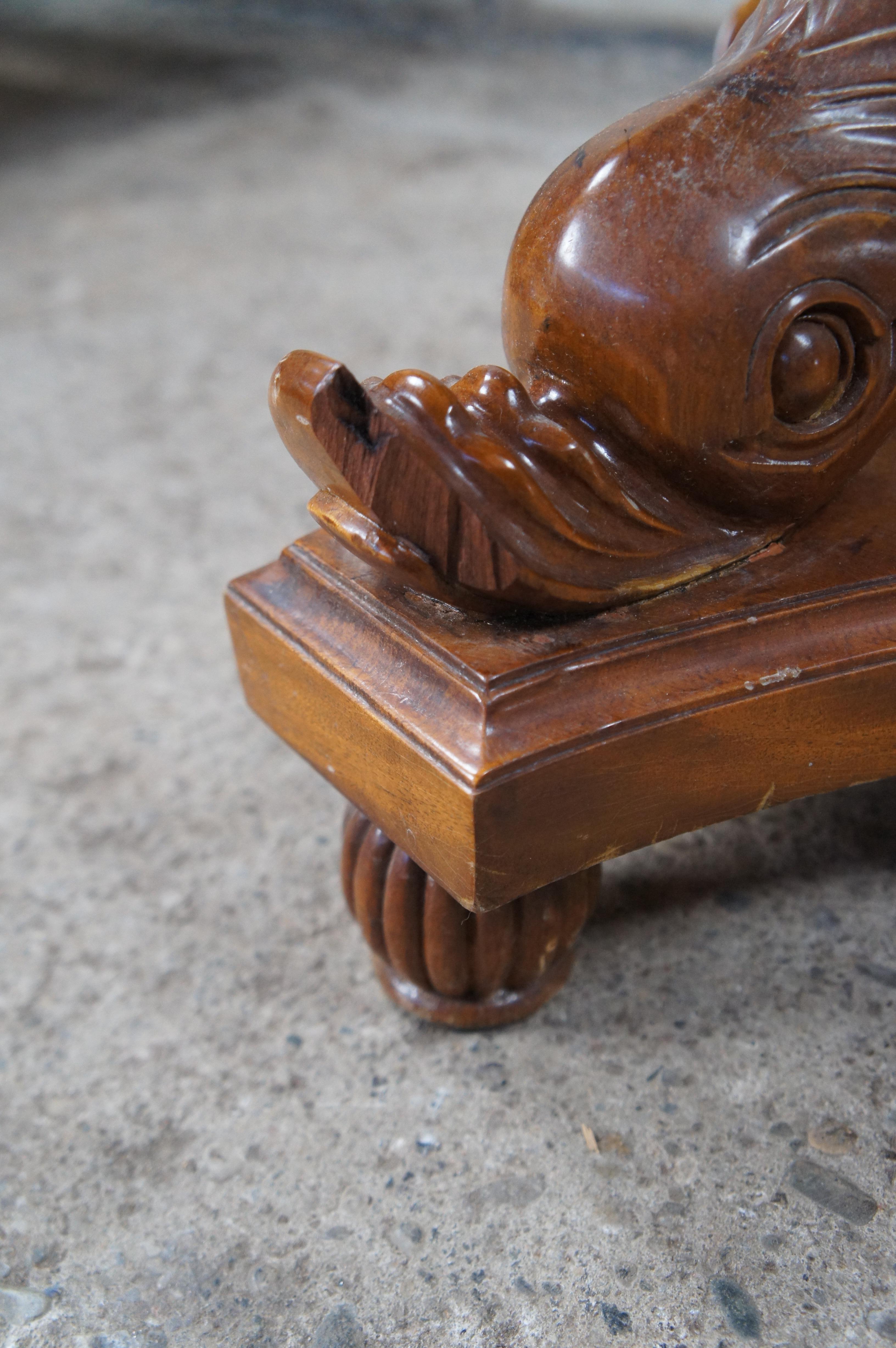 Maitland Smith Regency Style Mahogany Carved Dolphin Jardinière Plant Stand For Sale 6