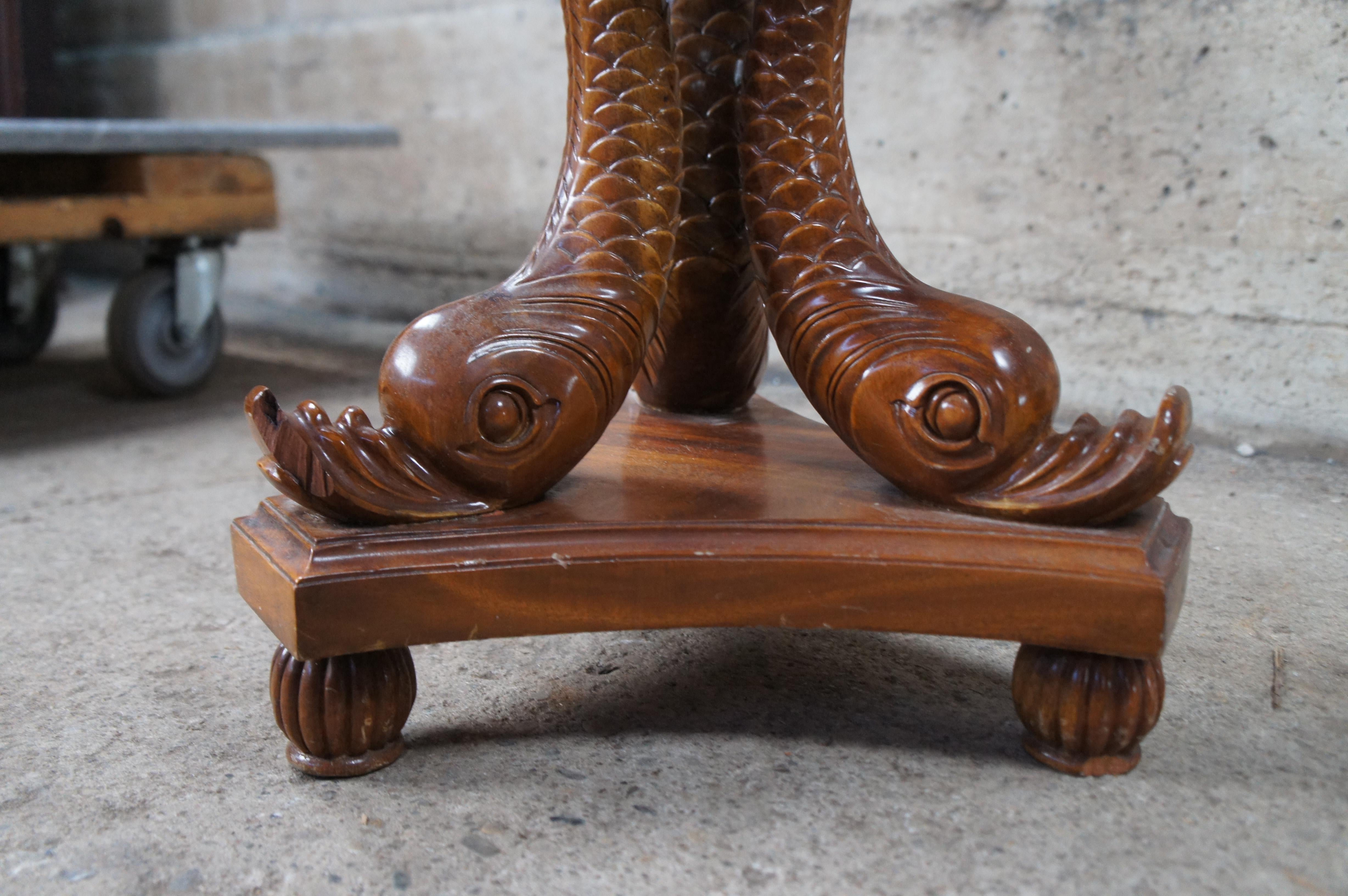 Maitland Smith Regency Style Mahogany Carved Dolphin Jardinière Plant Stand For Sale 7