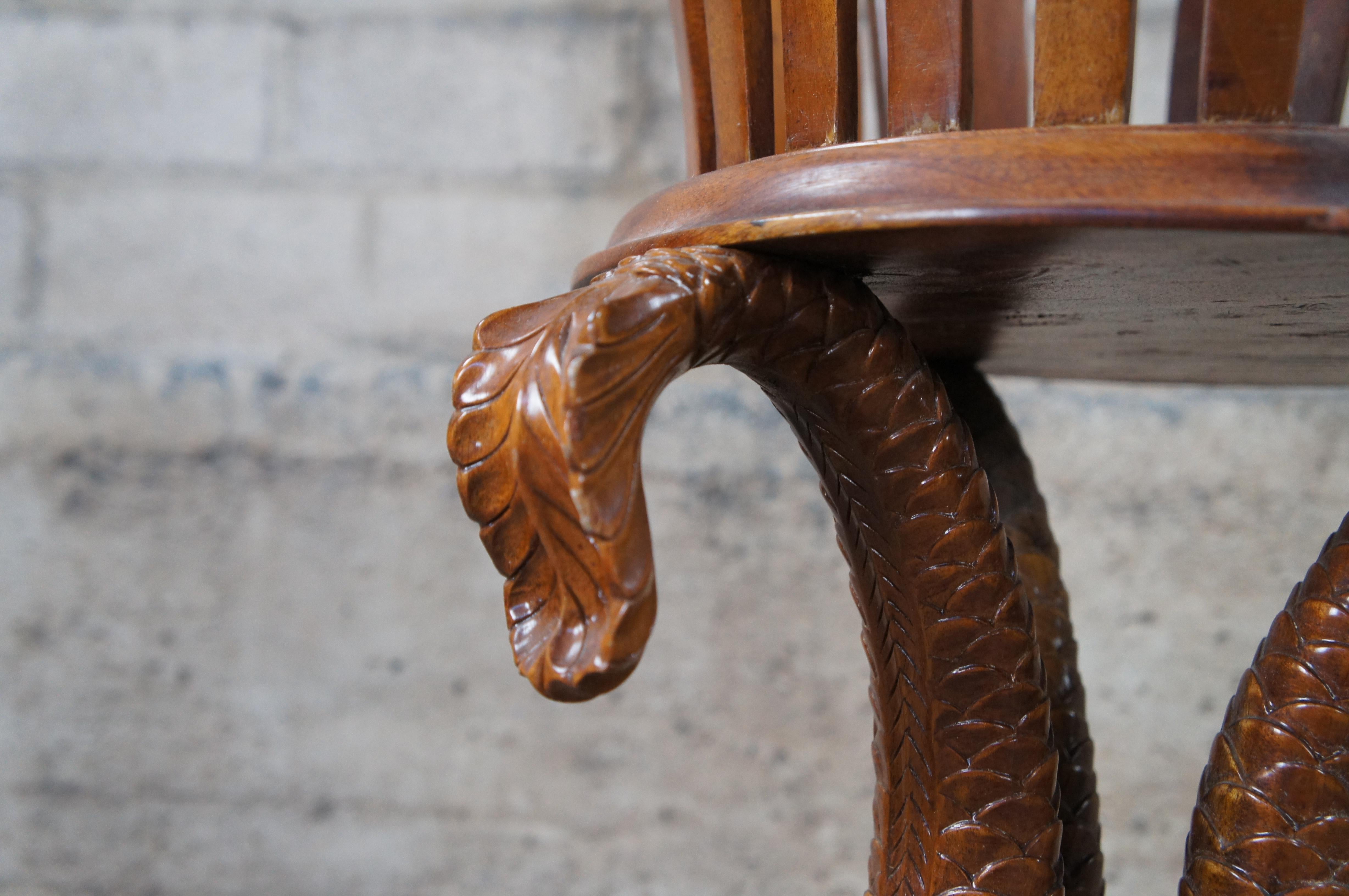 Maitland Smith Regency Style Mahogany Carved Dolphin Jardinière Plant Stand For Sale 1