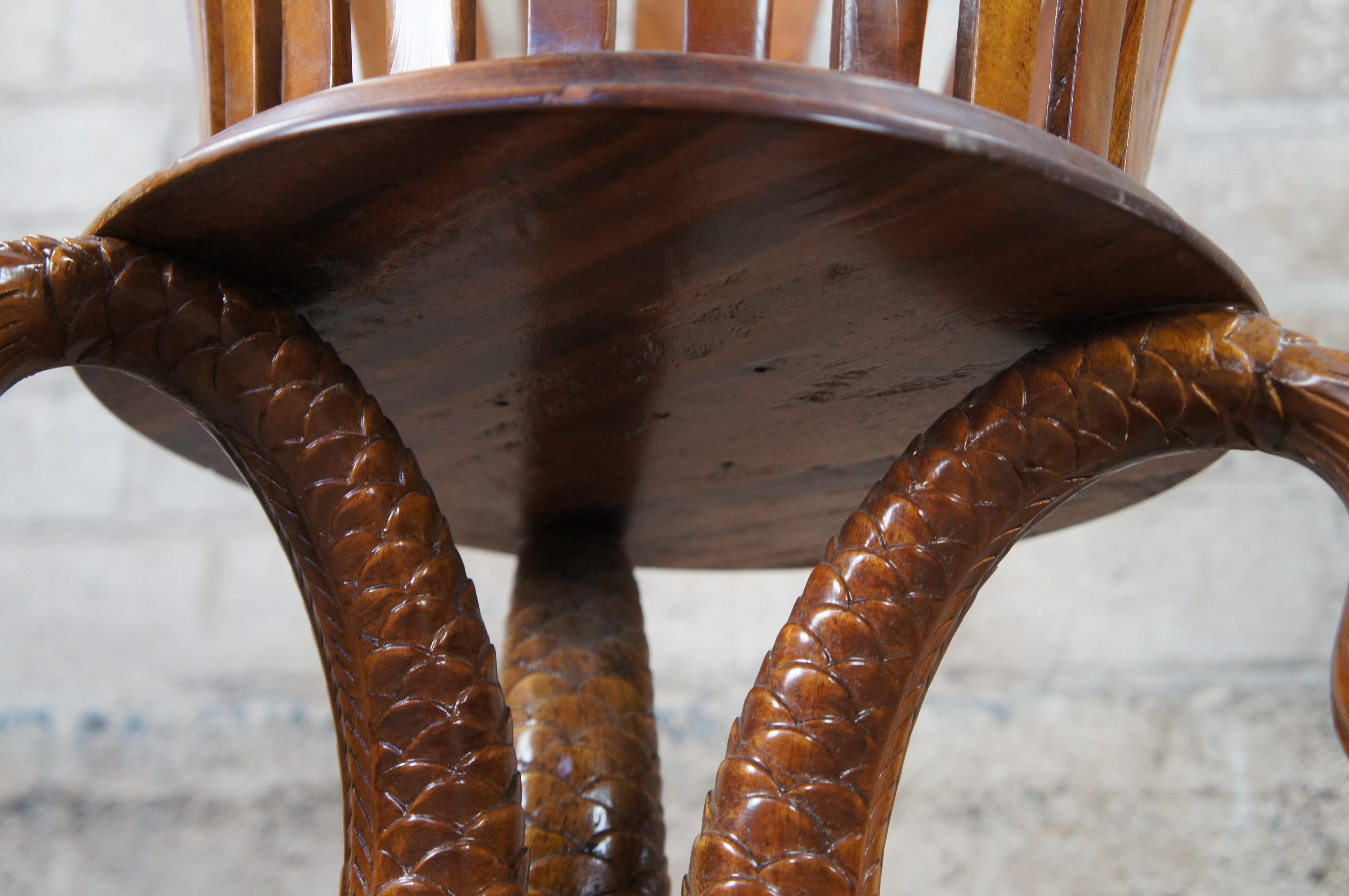 Maitland Smith Regency Style Mahogany Carved Dolphin Jardinière Plant Stand For Sale 2