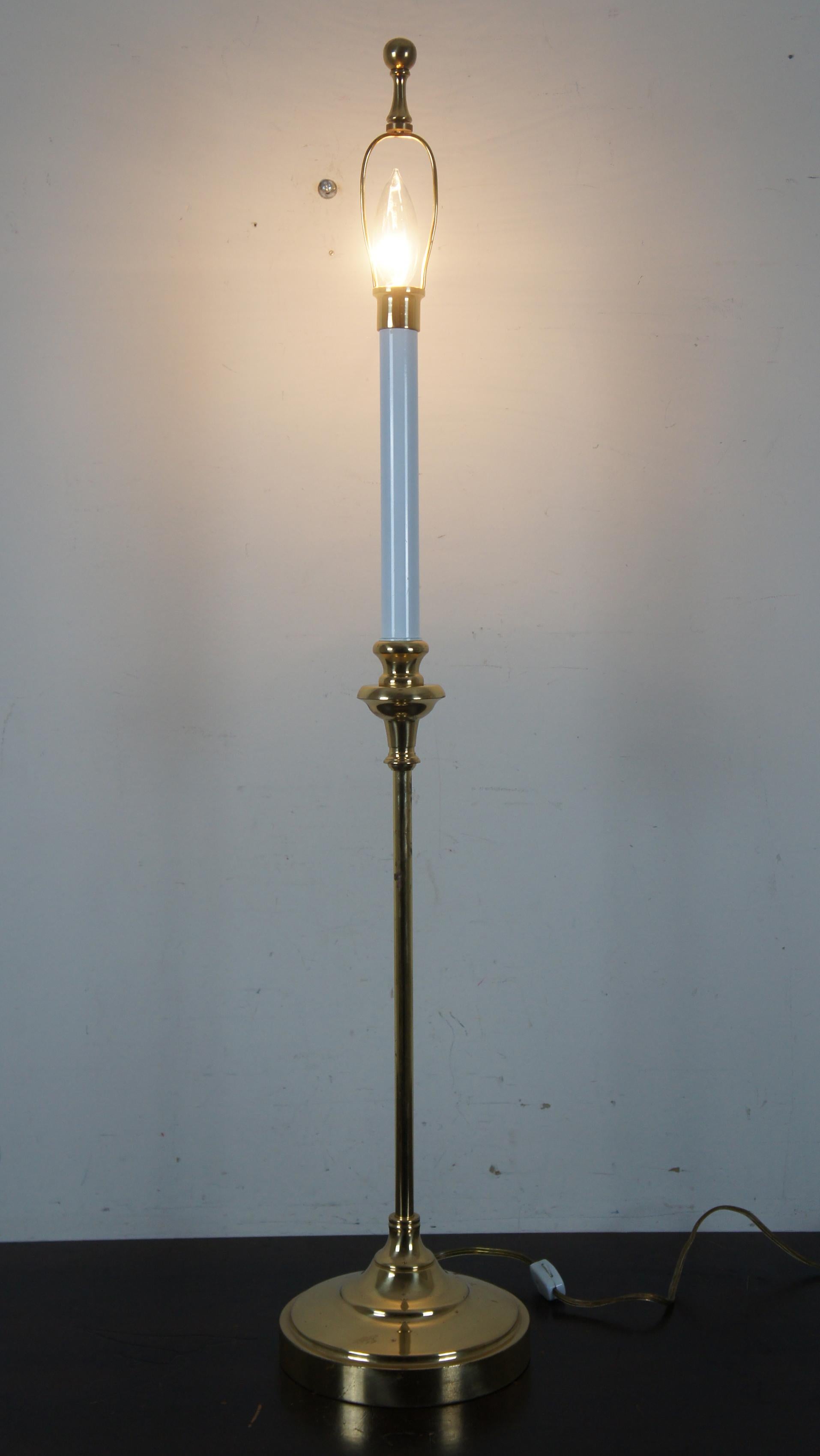 Maitland Smith Regency Style Polished Brass Candlestick Buffet Table Lamp 8