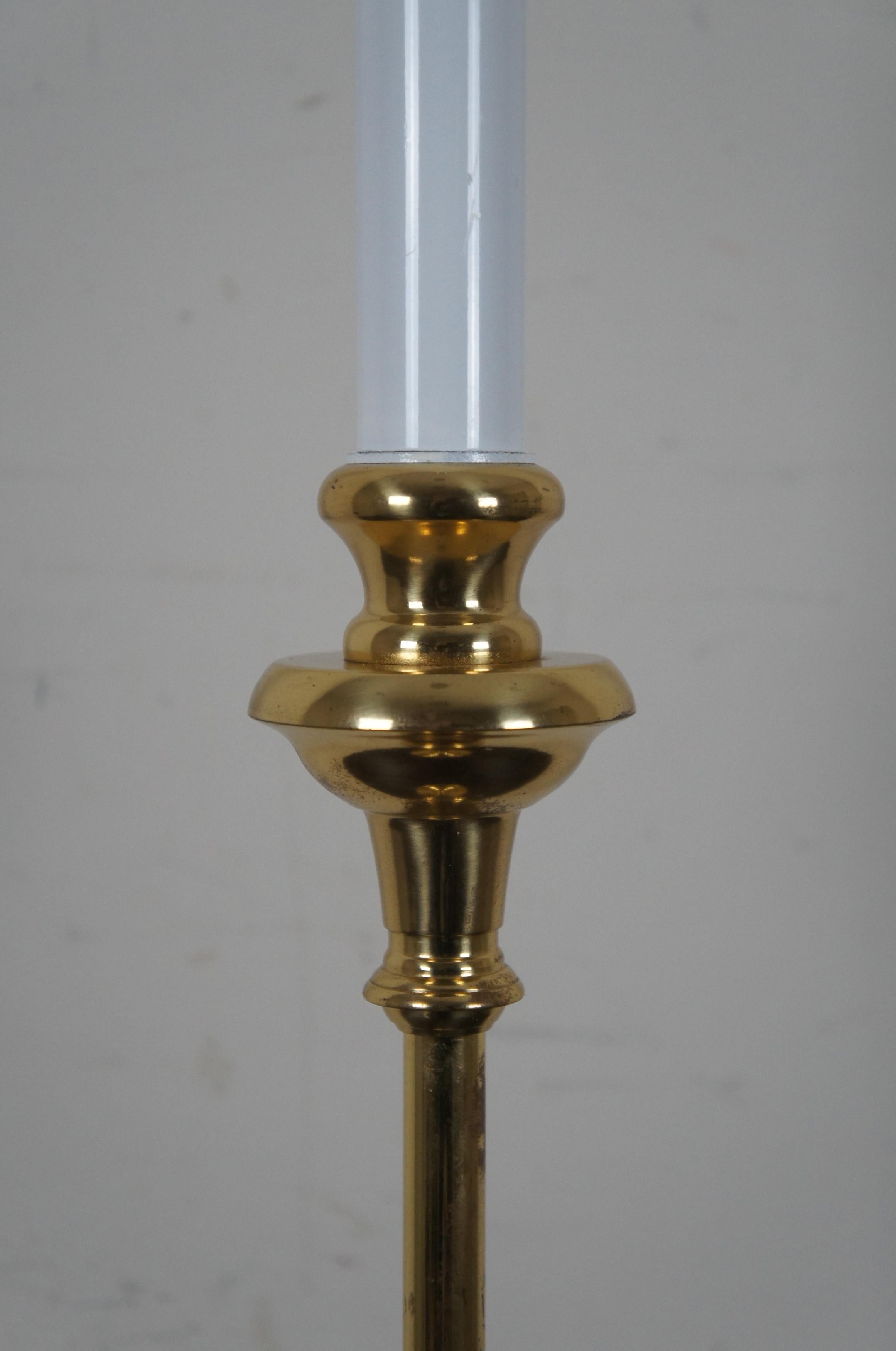 Maitland Smith Regency Style Polished Brass Candlestick Buffet Table Lamp 2