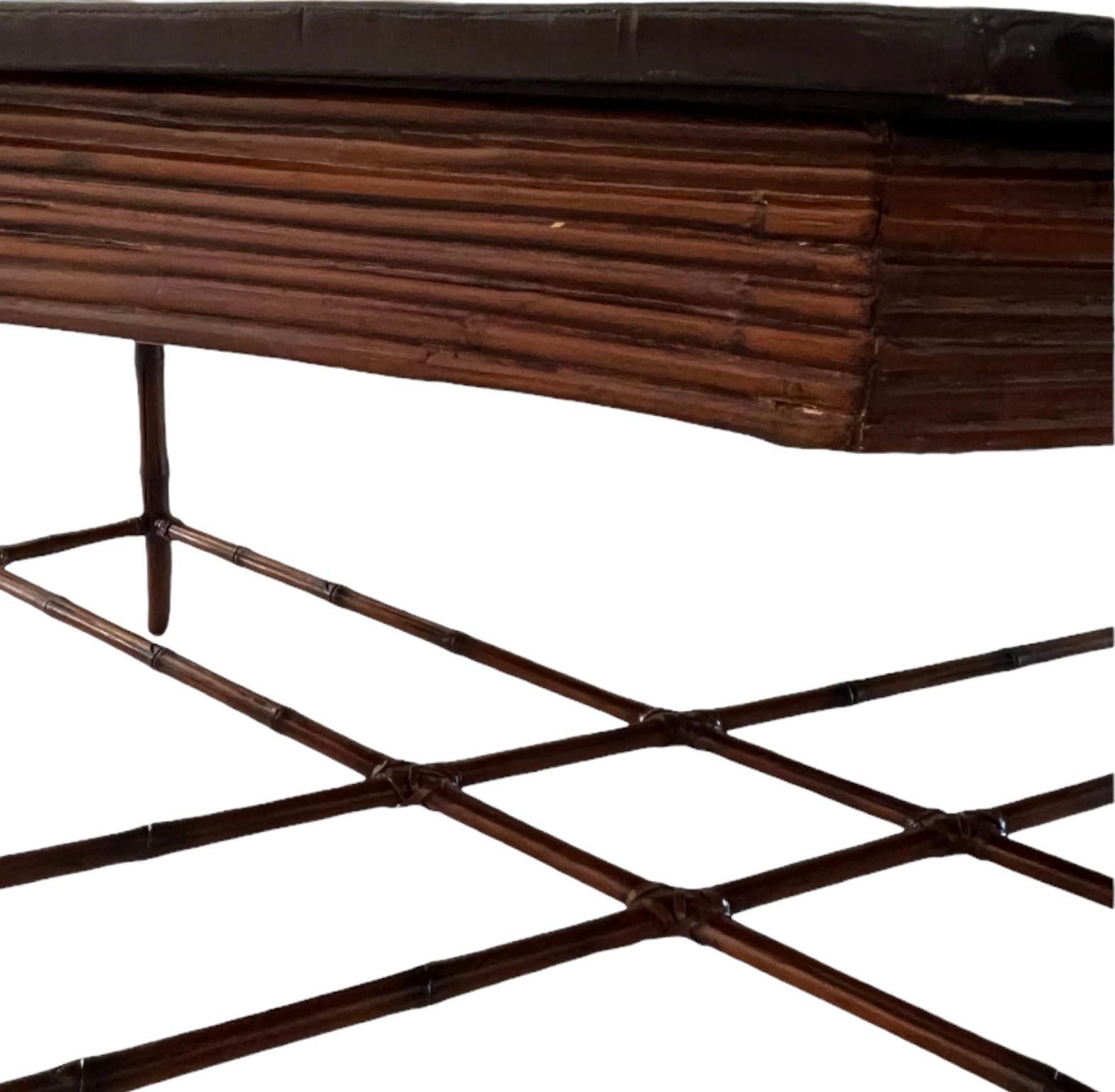 Maitland Smith Removable Ratan Tray & Faux Bamboo Coffee Table  For Sale 1