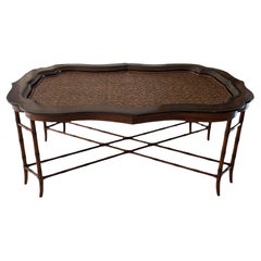 Maitland Smith Removable Ratan Tray & Faux Bamboo Coffee Table 
