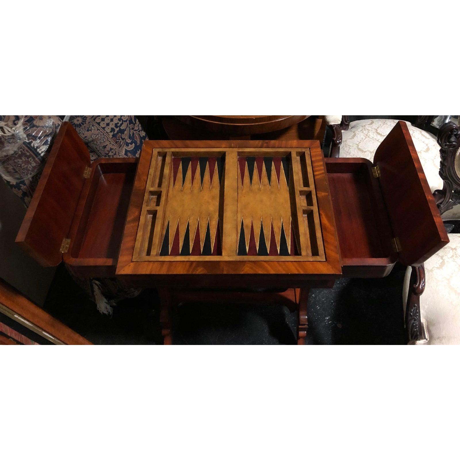 Federal Maitland Smith Reversible Inlaid Backgammon Chess/Checkers Game Table