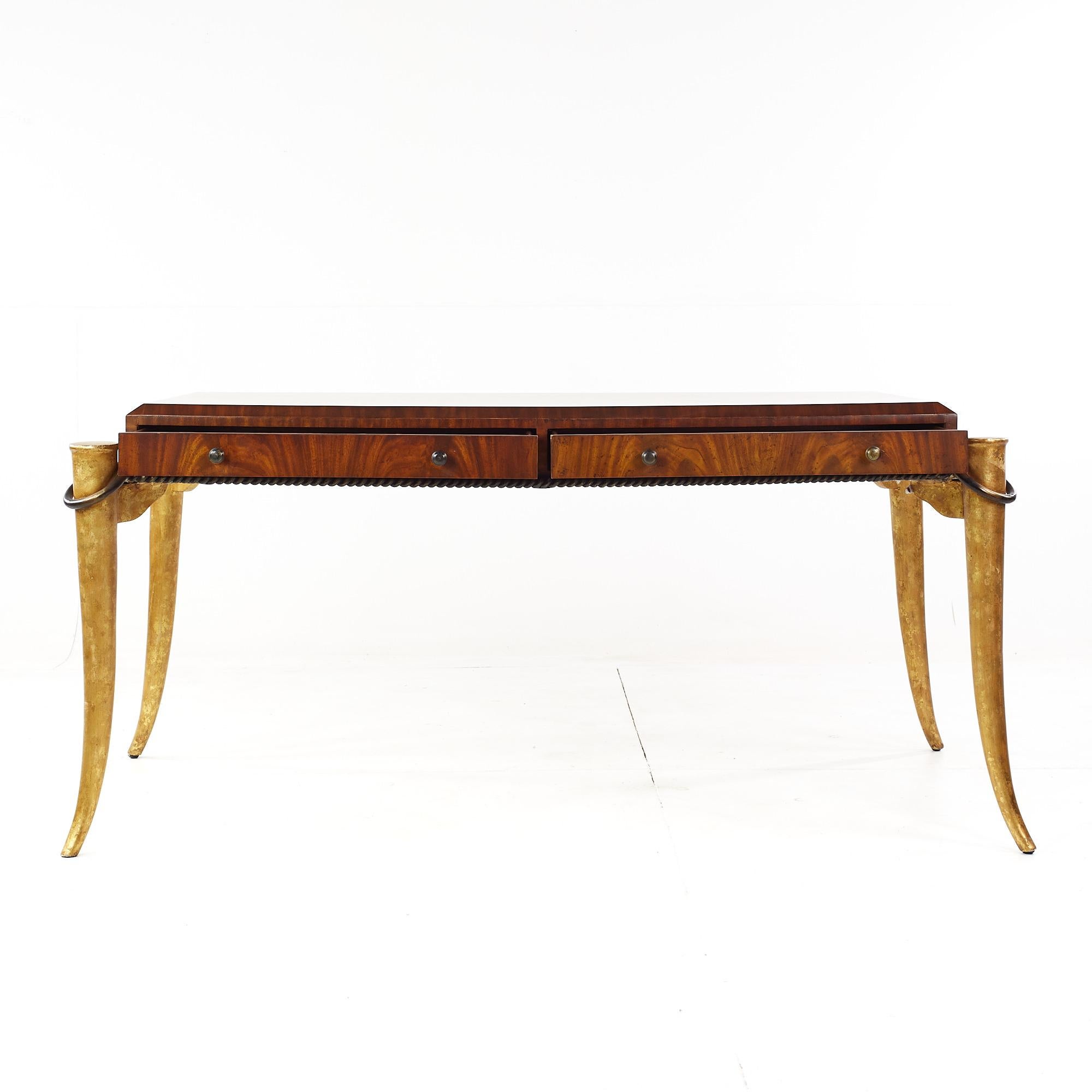 Modern Maitland Smith Rosewood and Faux Tusk Desk