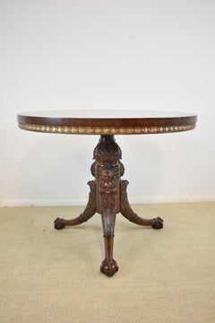 Maitland Smith Chippendale Round Mahogany Centre Table with Ball and Claw Feet