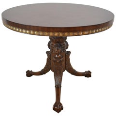 Maitland Smith Chippendale Round Mahogany Centre Table with Ball and Claw Feet