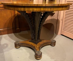 Maitland-Smith Round Prince of Wales Feather Base Table with Nicely Inlaid Top