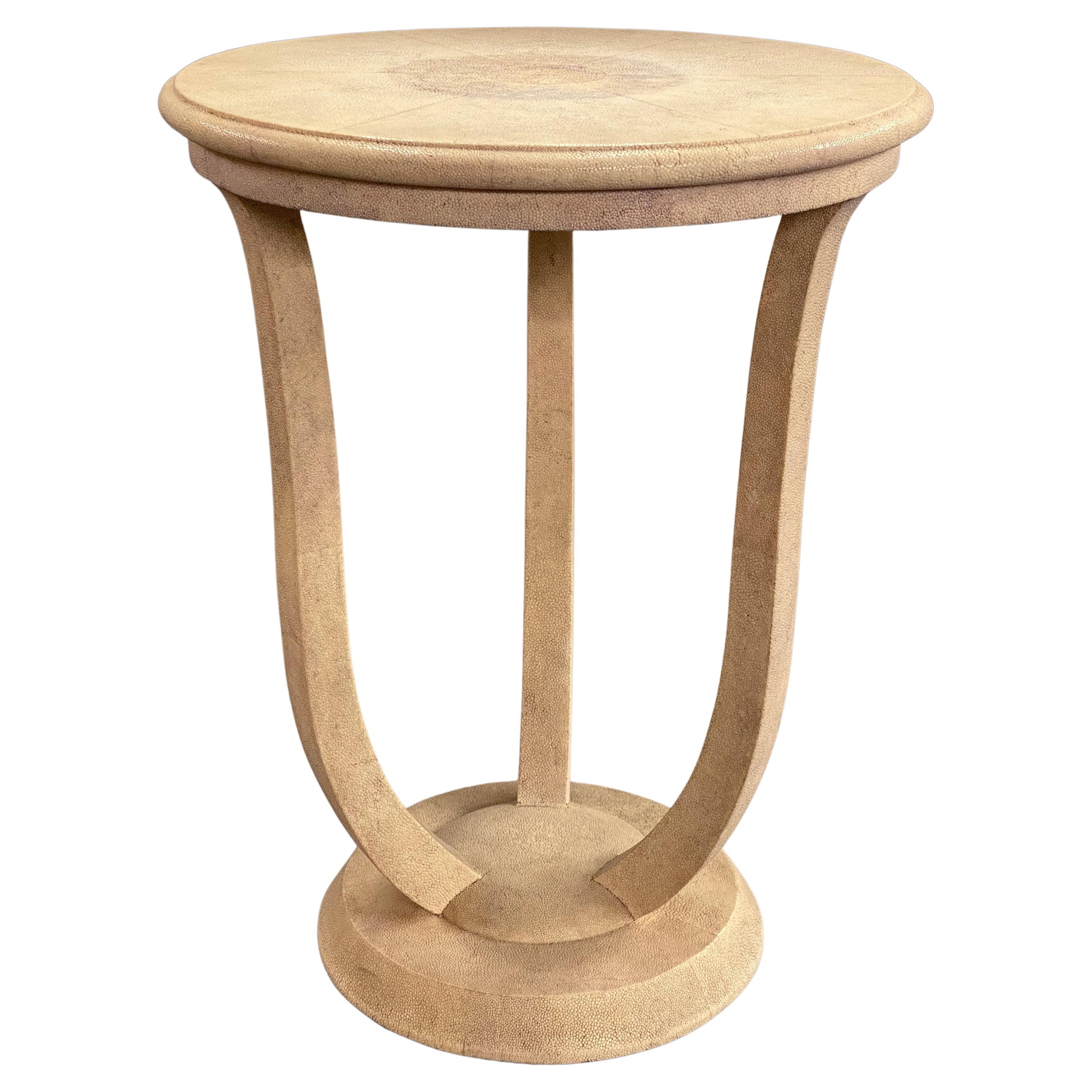 Maitland-Smith Round Shagreen Style Three Legged Side Table